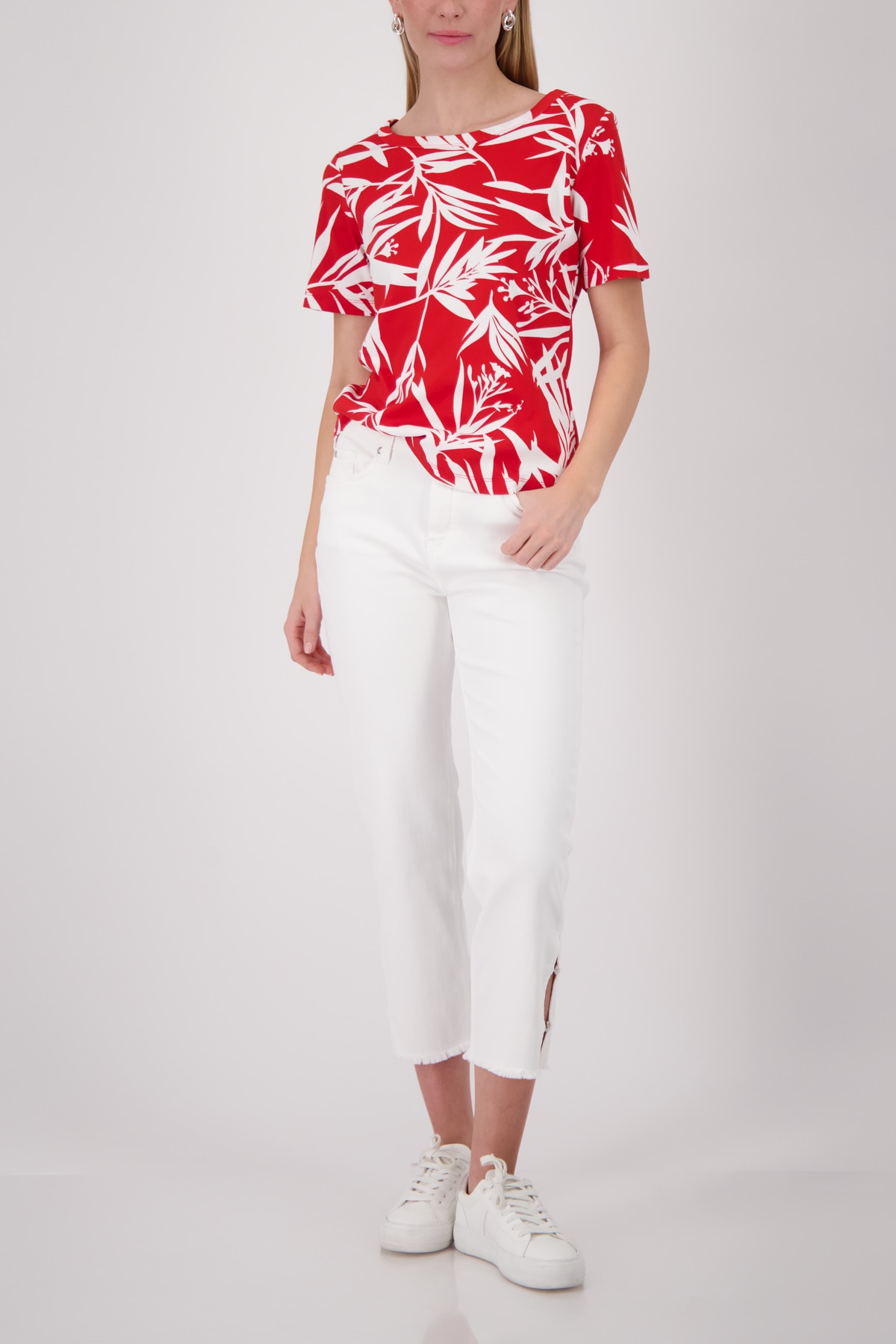 Monari Rundhalsshirt »Shirt Blätter allover« mit allover Tropicalprint