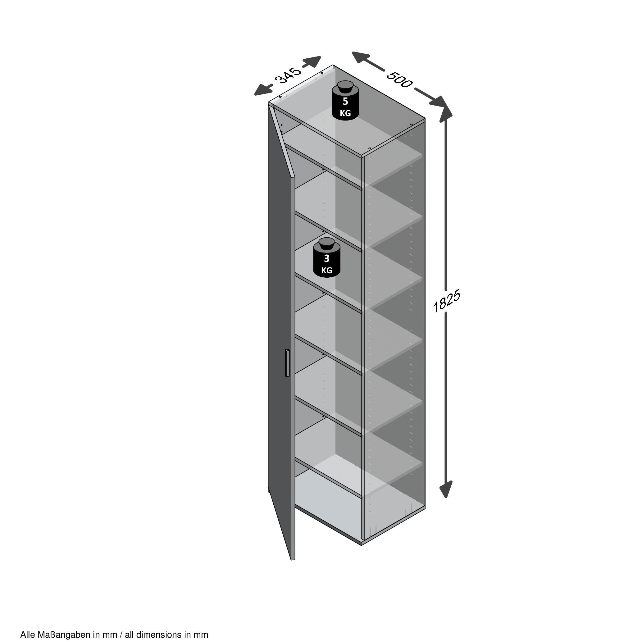 FMD Mehrzweckschrank »Inca 1«, Garderobenschrank, Aktenschrank, Breite 50 cm, Höhe 184 cm