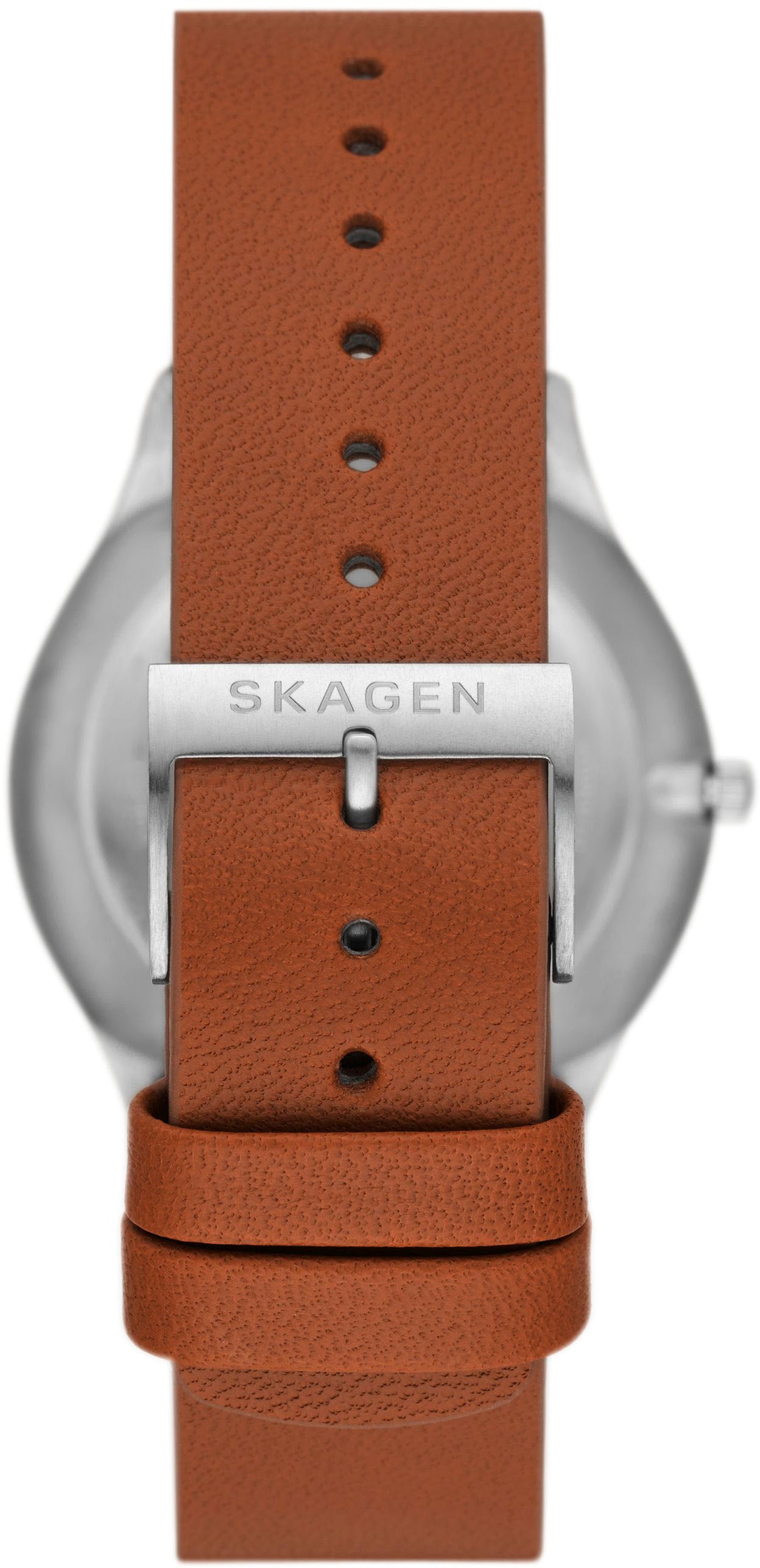 Skagen Quarzuhr »SUNDBY«, Armbanduhr, Herrenuhr, Damenuhr, Datum, Titan, Lederarmband