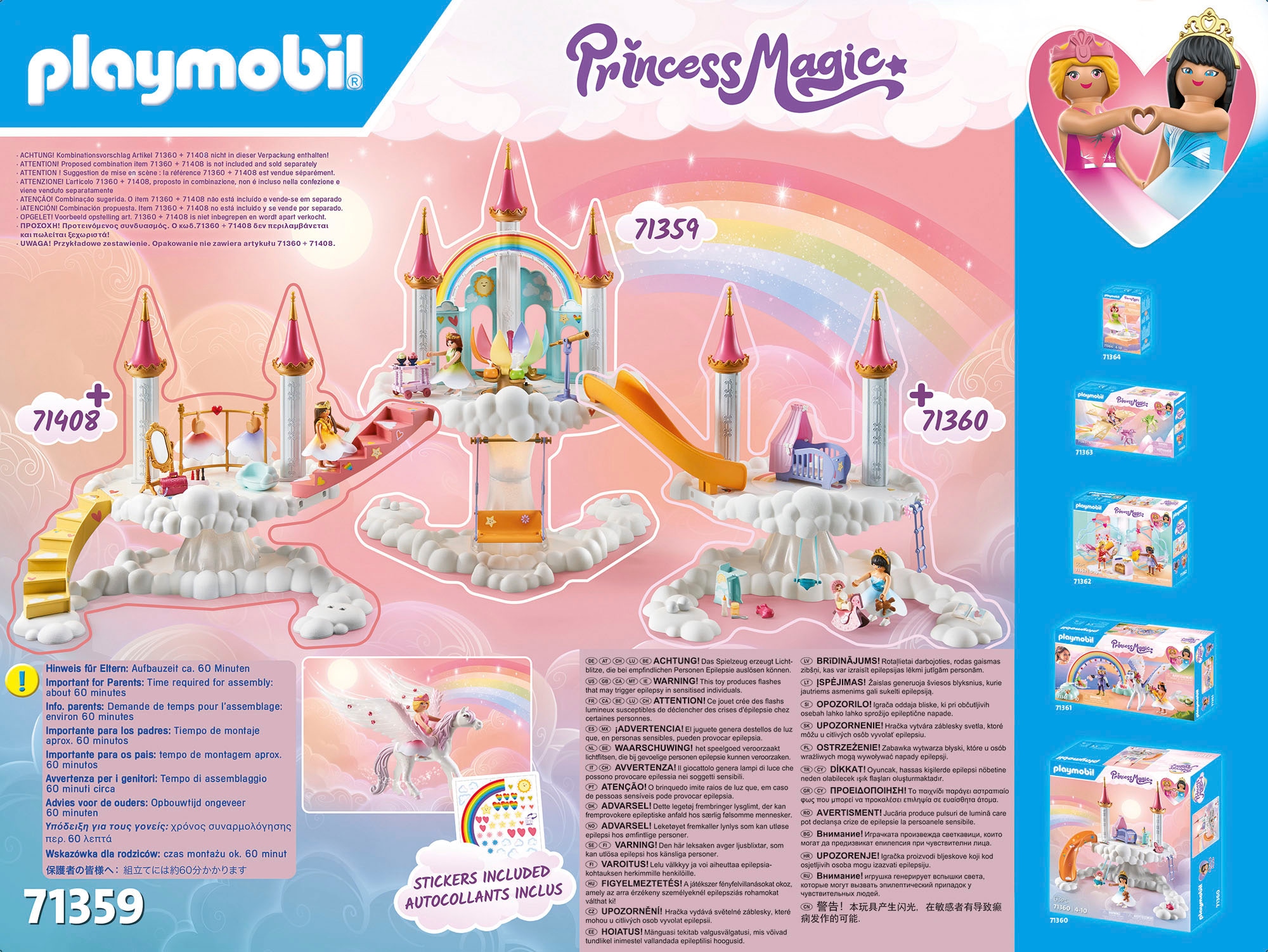 Playmobil® Konstruktions-Spielset »Himmlisches Regenbogenschloss (71359), Princess Magic«, (114 St.)