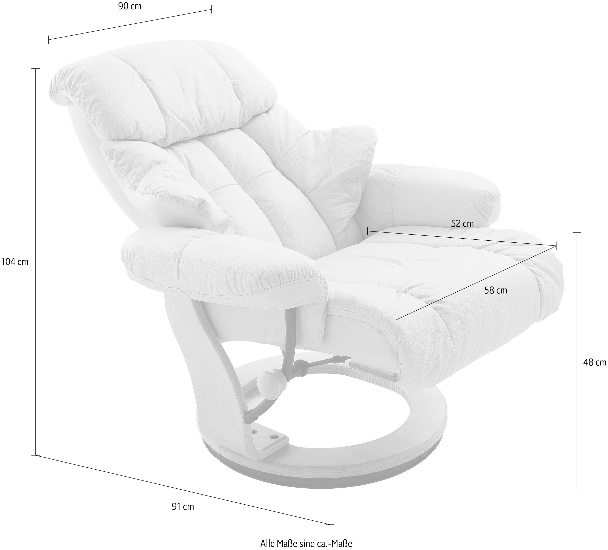 MCA furniture Relaxsessel »Calgary«, Fernsehsessel 360°drehbar inkl. Hocker mit Lederbezug