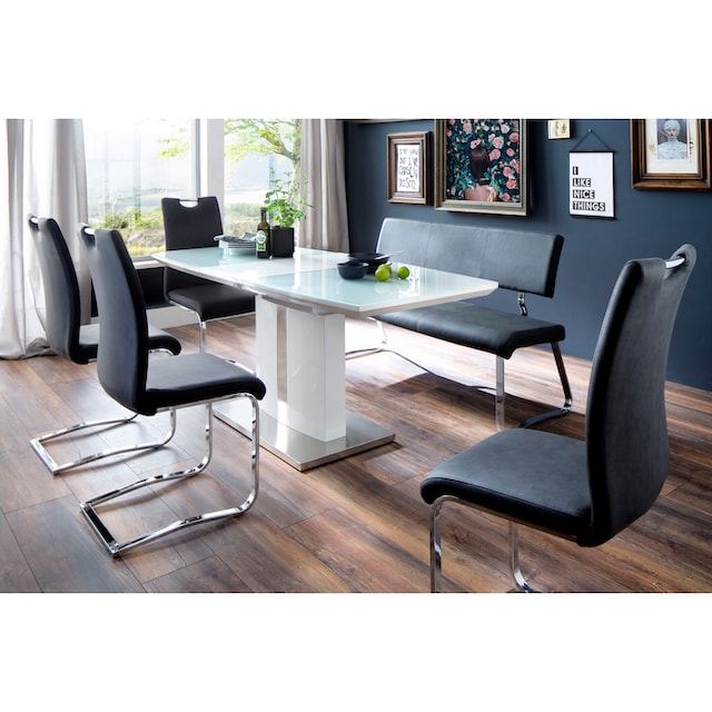 MCA furniture Esstisch »Najuma«, Bootsform weiß mit Synchronauszug,  Sicherheitsglas bequem kaufen