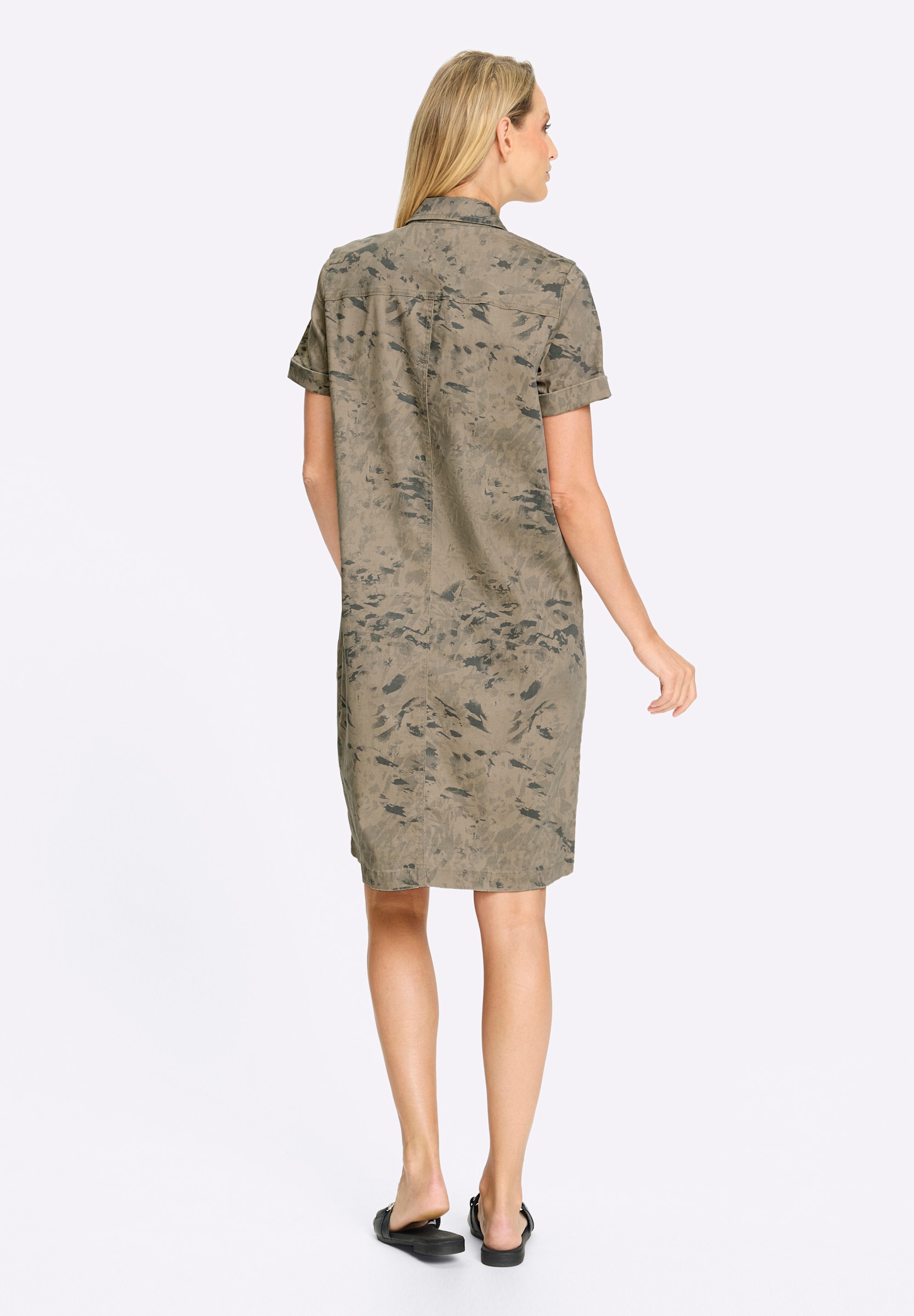 heine Hemdblusenkleid »Druck-Kleid Druckkleid Mit Knopfleiste, durchgehend« Ohne Taschen