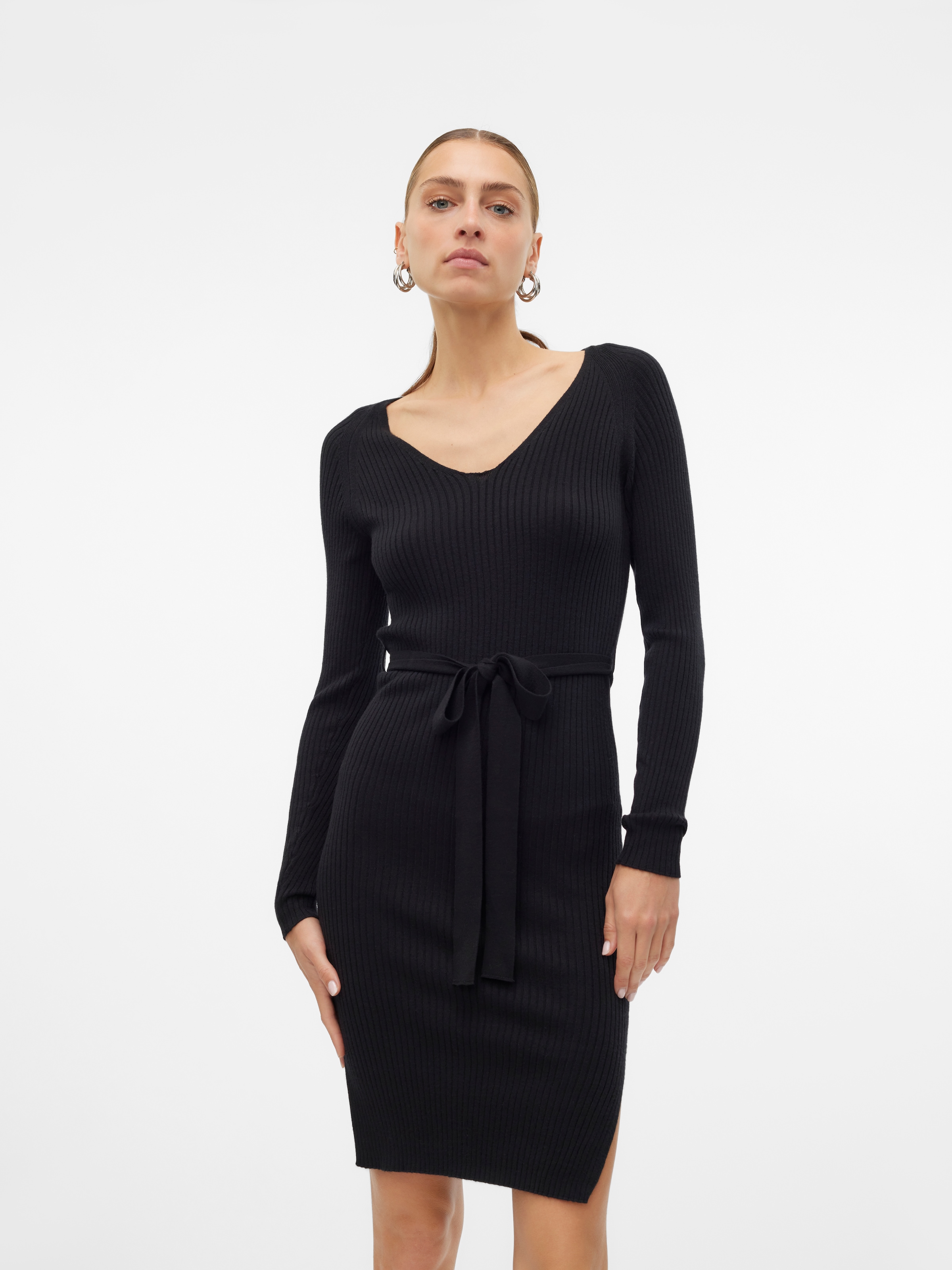 Strickkleid »VMSABA RIB LS V-NECK BELT DRESS GA NOOS«