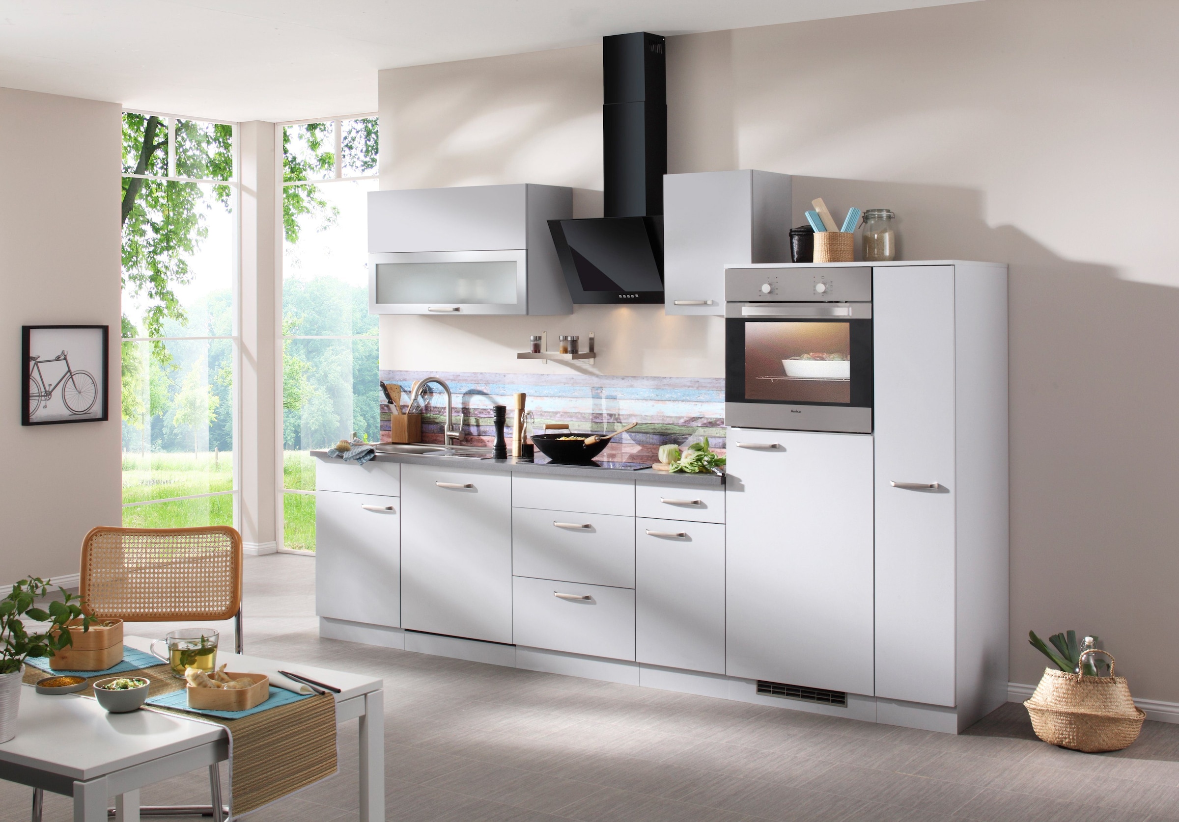 wiho Küchen Küchenzeile »Michigan« mit E-Geräten, Gesamtbreite 300 cm