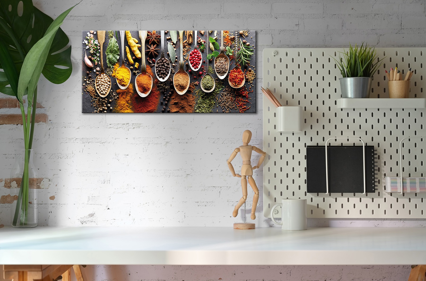 Bönninghoff Leinwandbild »Wandbild GEWÜRZE AUF LÖFFELN 33x70 cm – Leinwandbild Keilrahmen Deko« Gewürze 1 Stk. tlg. auf Keilrahmen gespannt