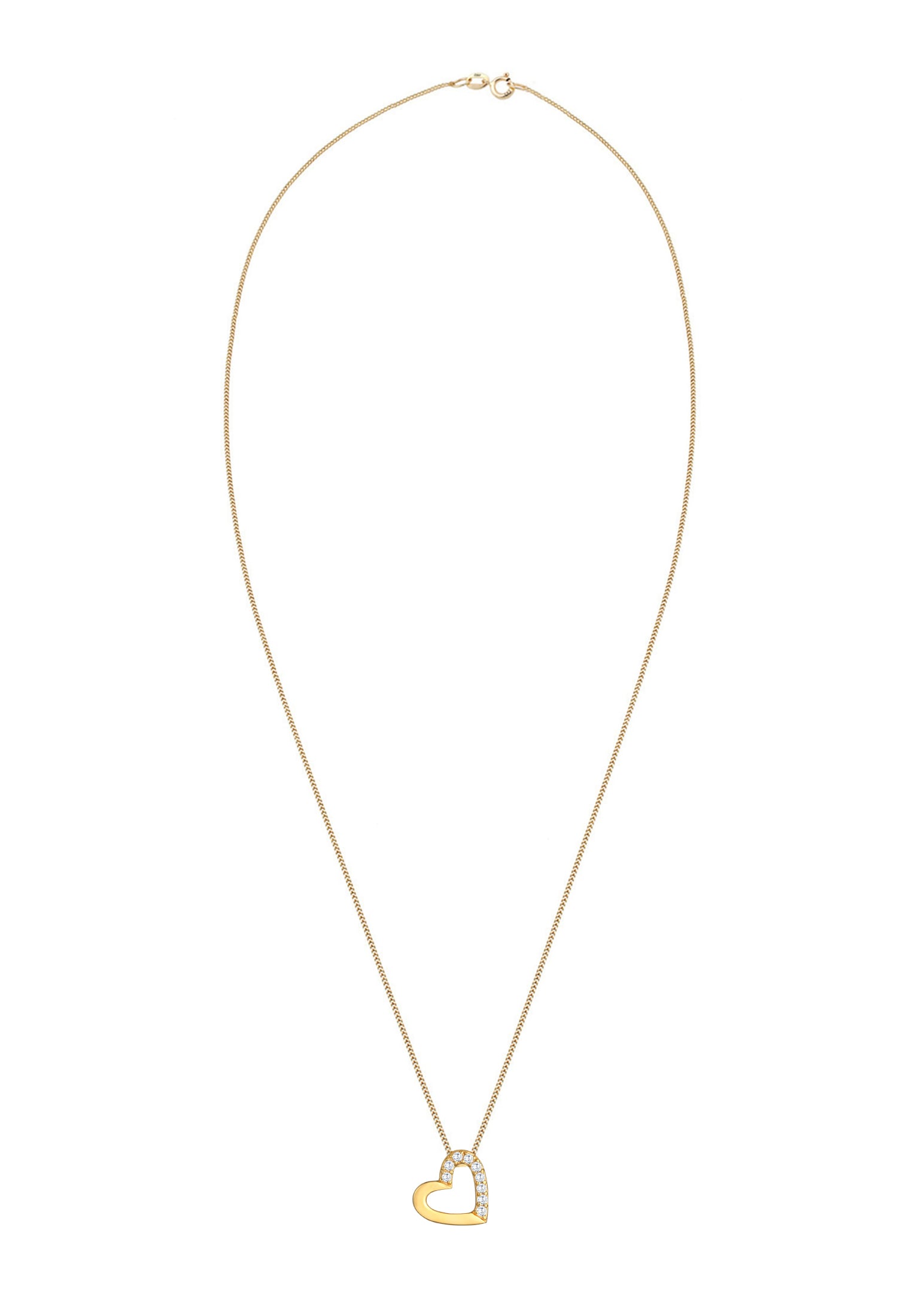 Elli Premium Silberkette »Halskette Herz Zirkonia 585 Gelbgold«