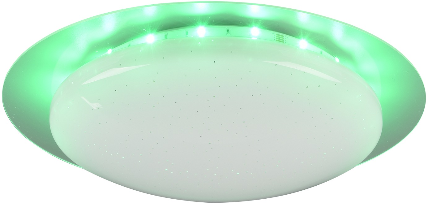 REALITY Leuchten LED Deckenleuchte »Joleen«, 1 flammig, Leuchtmittel LED-Board | LED fest integriert, Ø 35 cm mit RGB Backlight, Starlight-Effekt, inkl. Fernbed., Dimmer