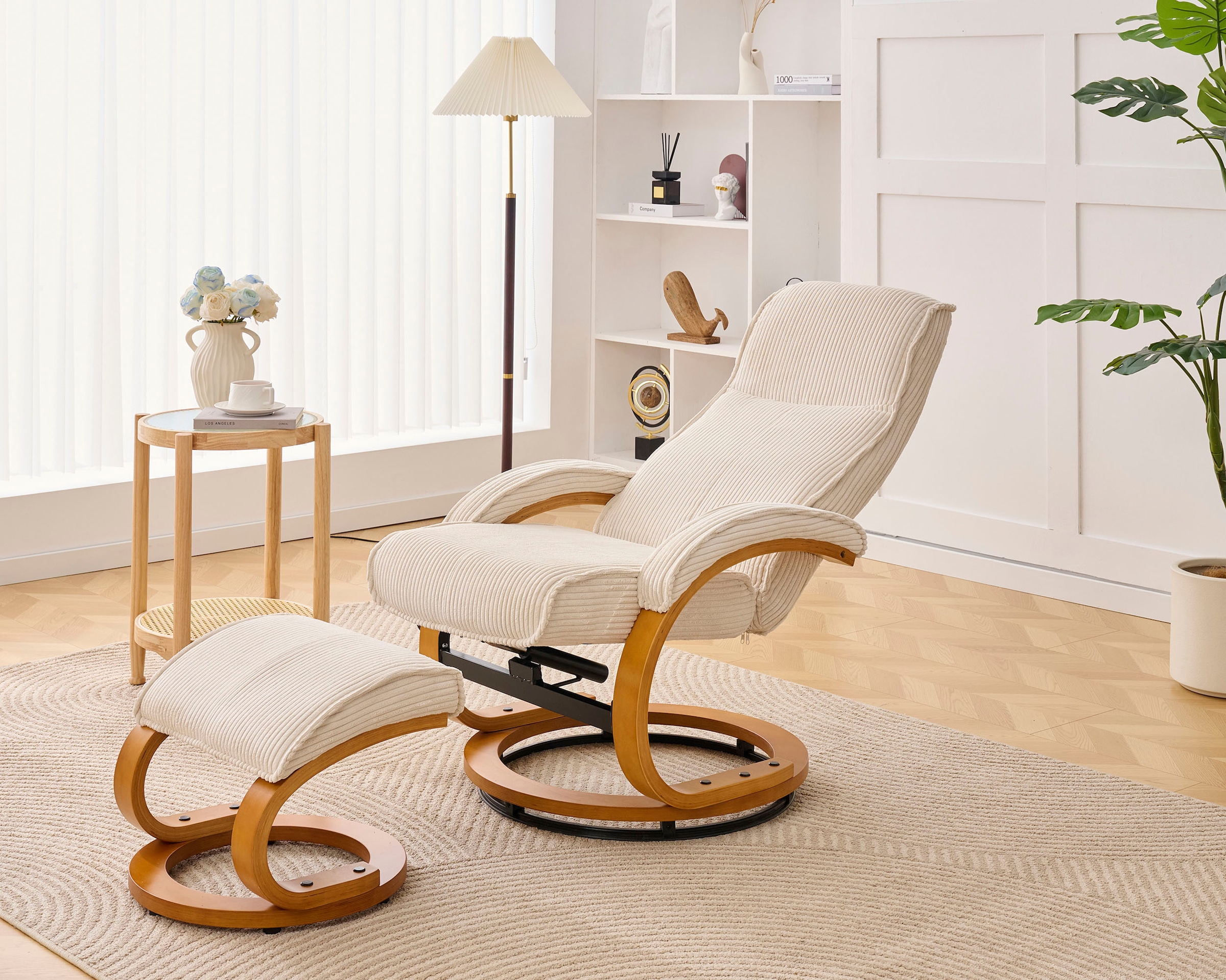 OTTO home Relaxsessel »mit Hocker PARIS neu: Cord - OTTO. Verlässliche Qualität.« bestehend aus Sessel und Hocker,  manuelle Relaxfunktion mit Drehfunktion, neu: Cord-Bezug