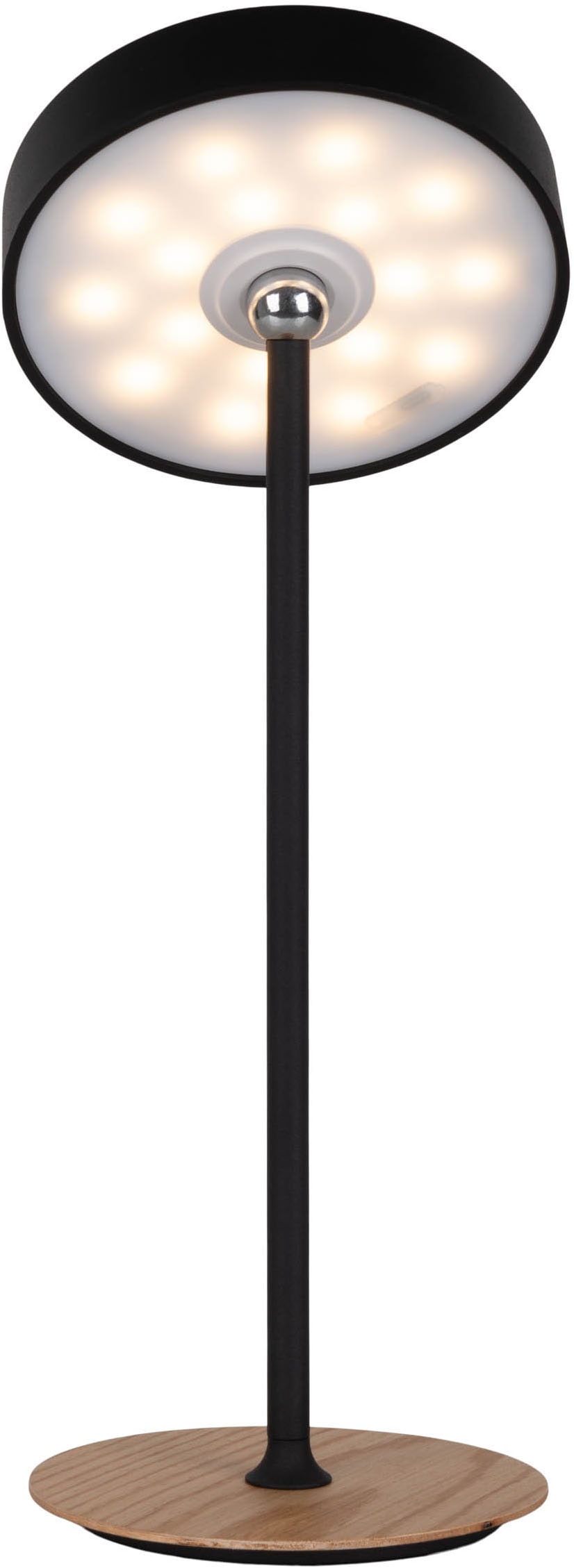 my home LED Tischleuchte »Charmont mit Holzfuß, abnehmbares Kopfteil als Hängeleuchte verwendbar« LED-Modul 1 Stk. Warmweiß aufladbar, inkl Akku + USB Kabel, Kopfteil magnetisch, abnehmbar, Holz