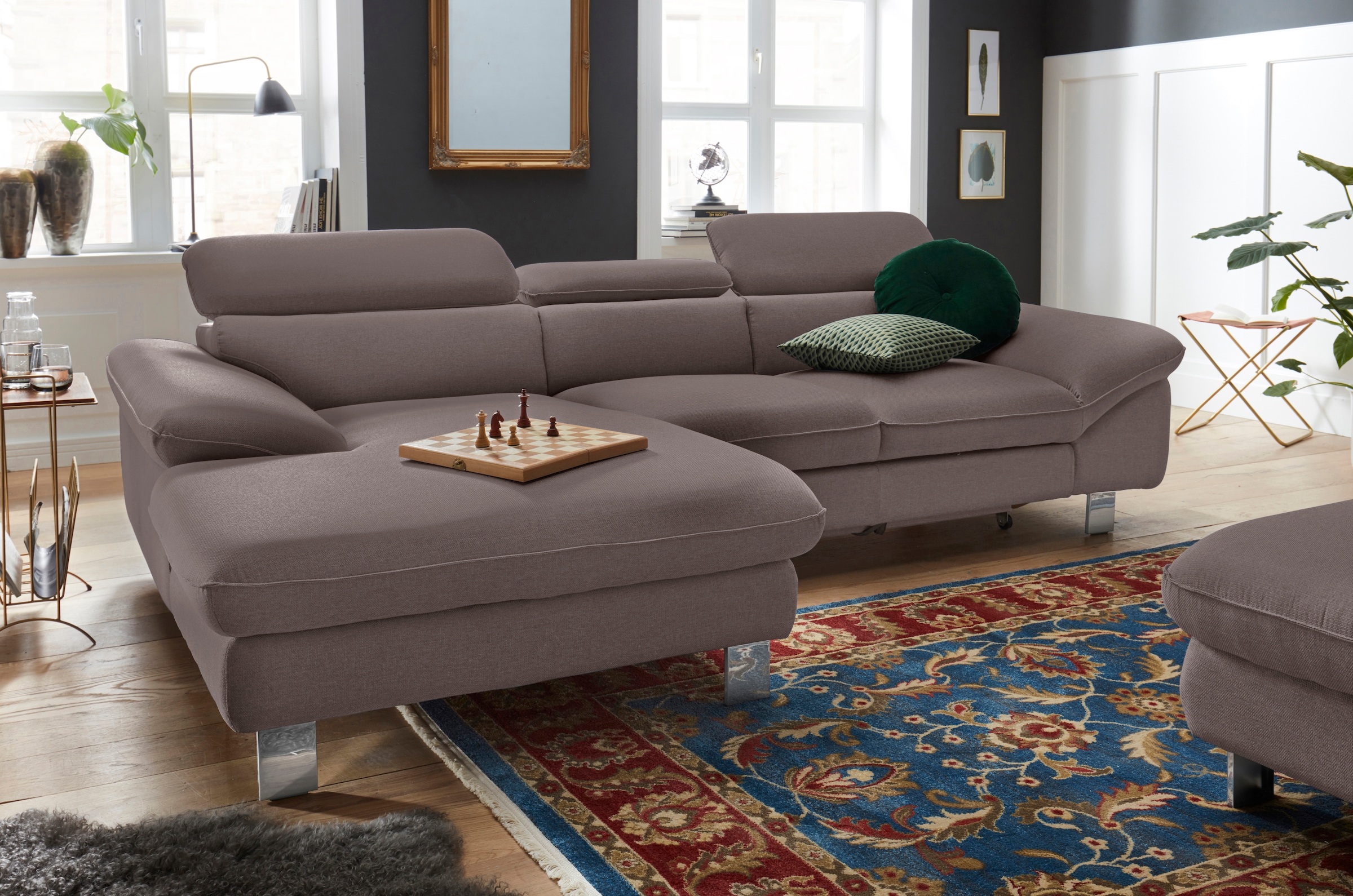 COTTA Polstergarnitur »Driver L-Form«, (Set, 2 tlg.), Set bestehend aus: Ecksofa mit Kopfteilverstellung & Hocker