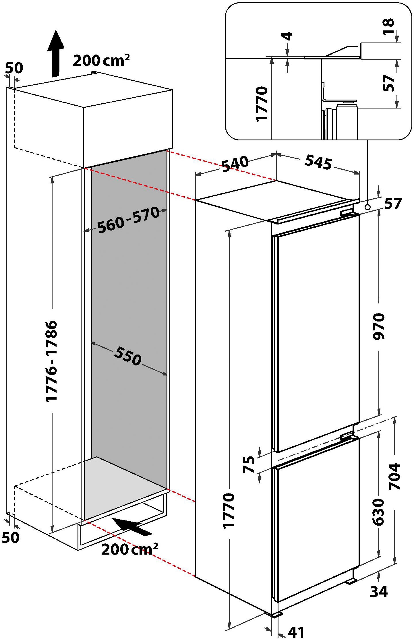 Privileg Einbaukühlgefrierkombination »PCIL 18S13«, FreshSpace+