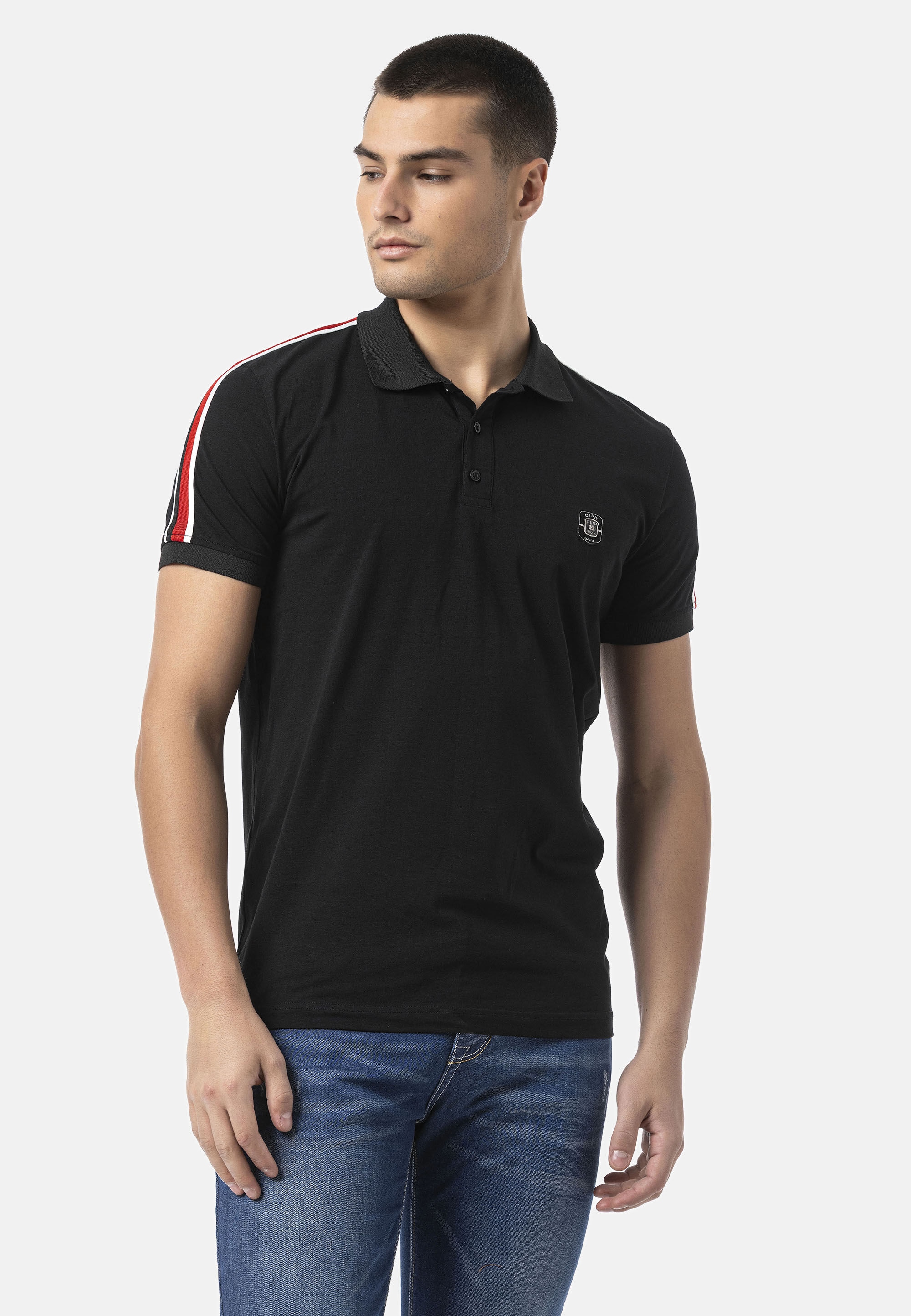 Cipo & Baxx T-Shirt »CT801« eleganten Hemdkragen