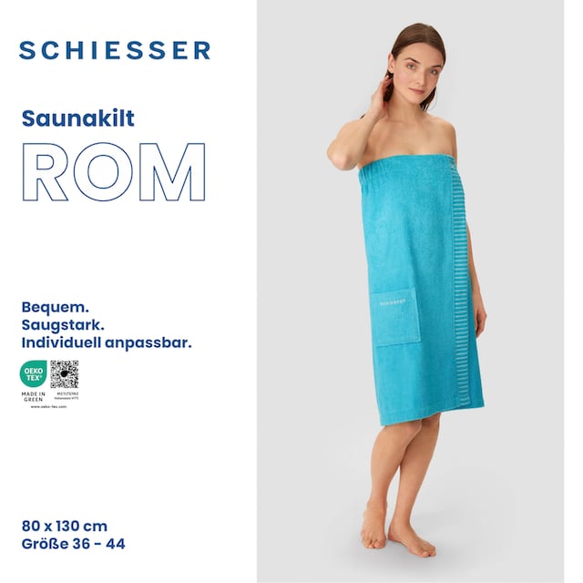 Schiesser Sarong »Saunakilt Rom für Damen aus saugstarkem  Baumwoll-Frottier«, (1 St.), mit Streifen-Akzent und Logostickerei bei ♕