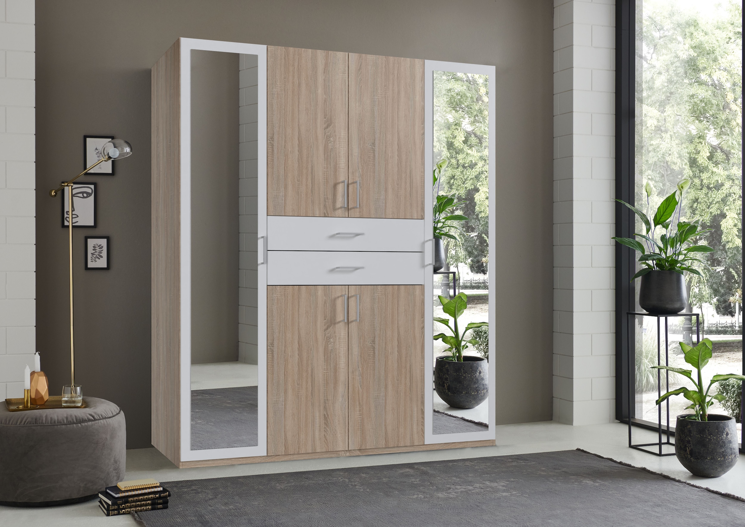 Wimex Kleiderschrank »Diver Drehtürenschrank mit Spiegel, 180, 225 o. 270cm breit«, Bestseller Schlafzimmerschrank wahlweise 3 Innenausstattungen