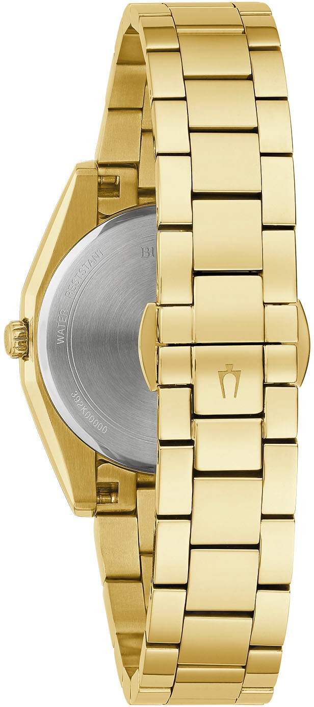 Bulova Quarzuhr, Armbanduhr, Damenuhr, Edelstahluhr, mit Diamanten, Saphirglas