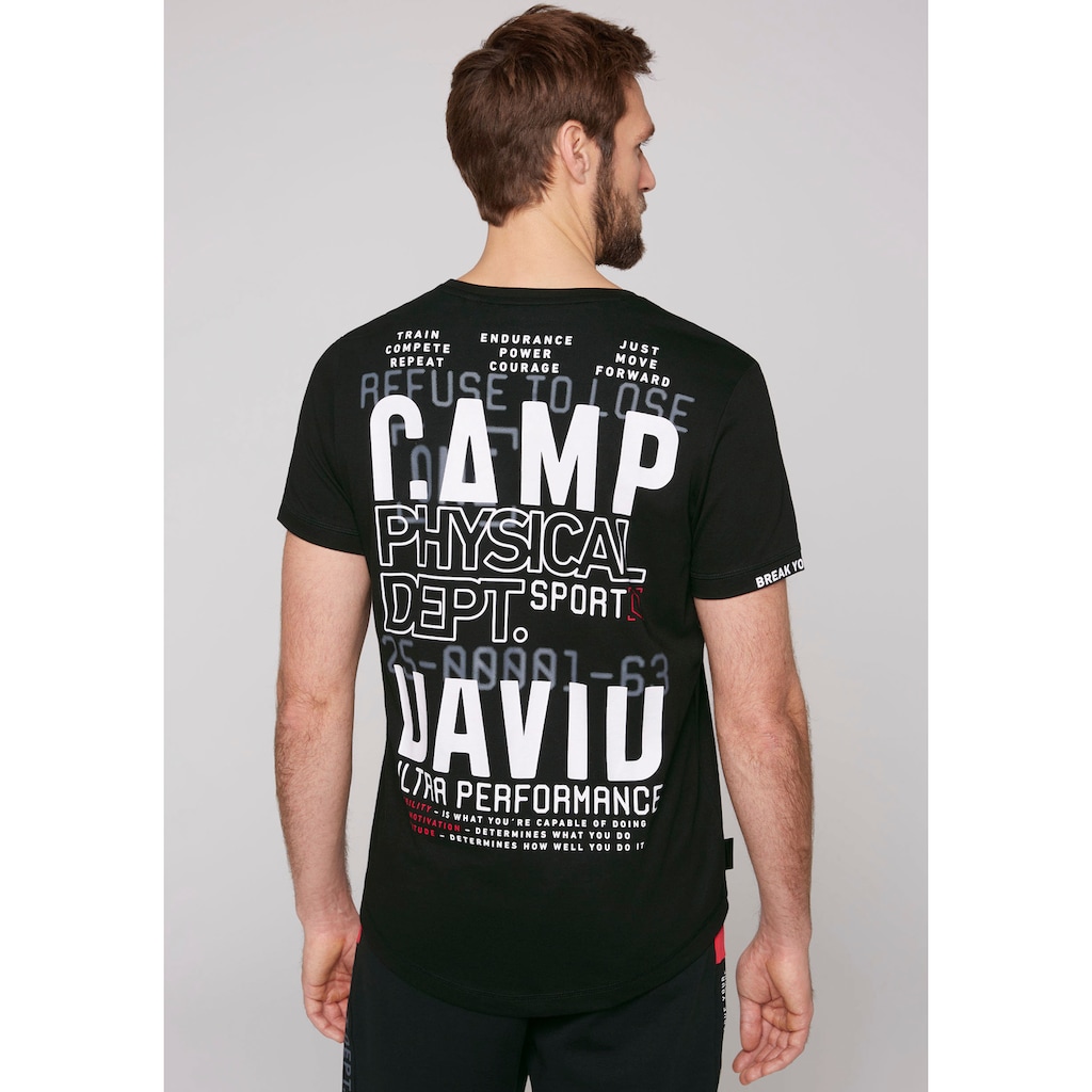 CAMP DAVID T-Shirt, mit kleinem Label Print auf Ärmel und Vorderseite