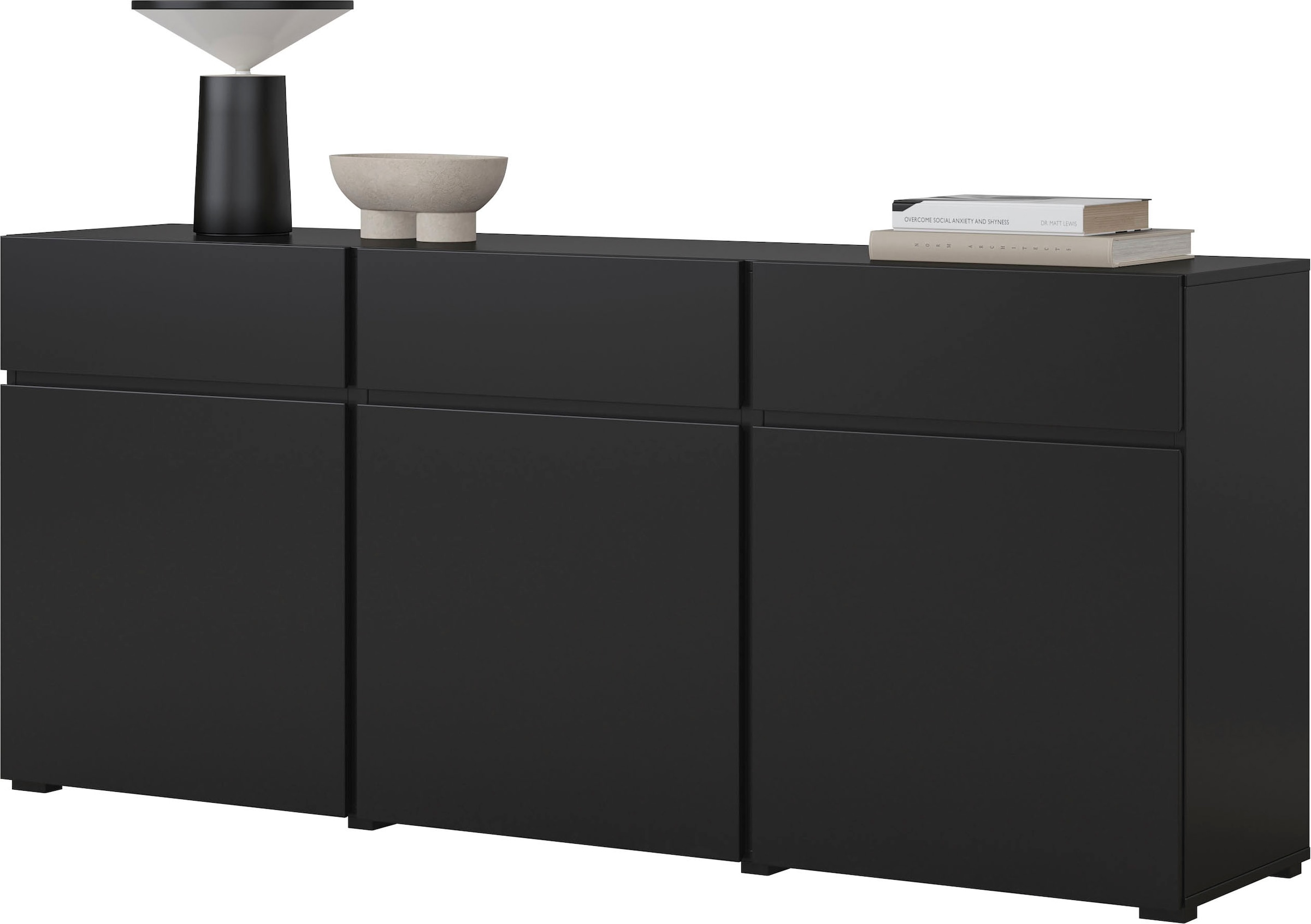 OTTO home Kommode »Cross,Breite 180 cm, moderne grifflose Kommode,3 Türen/3 Schubkästen« Schubladenschrank mit viel Stauraum, Einlegeböden verstellbar