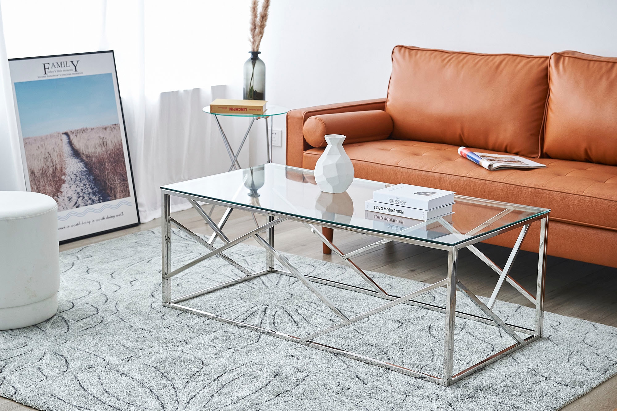 SalesFever Couchtisch, Gestell gefertigt aus rostfreiem Edelstahl
