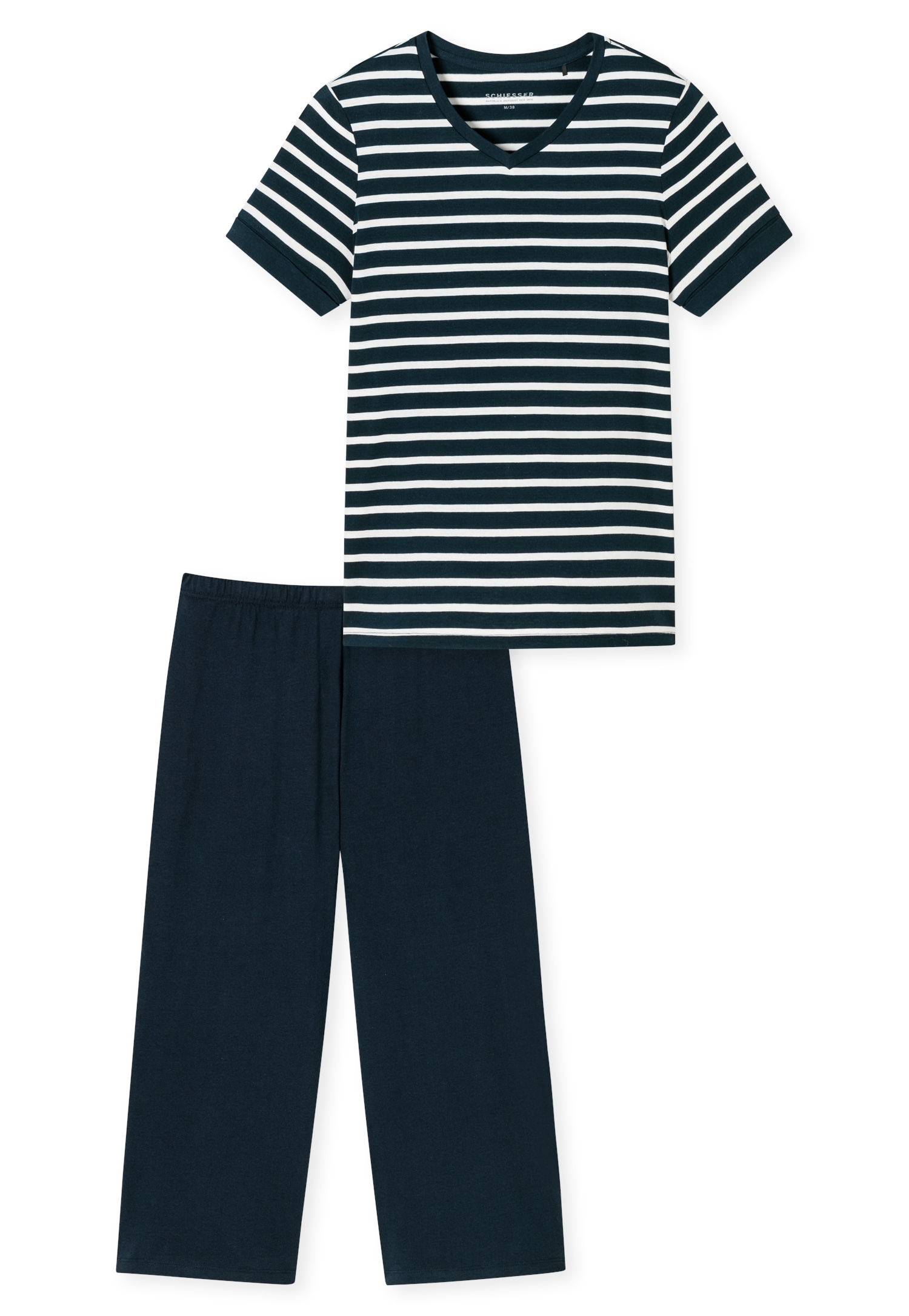 Schiesser Schlafanzug »"Casual Essentials"«, mit modisch umgeschlagenen Ärmeln