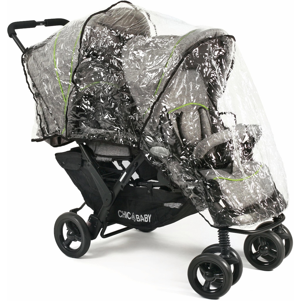 CHIC4BABY Geschwisterwagen »Duo, jeans grey«, mit herausnehmbarer Tragetasche; Kinderwagen