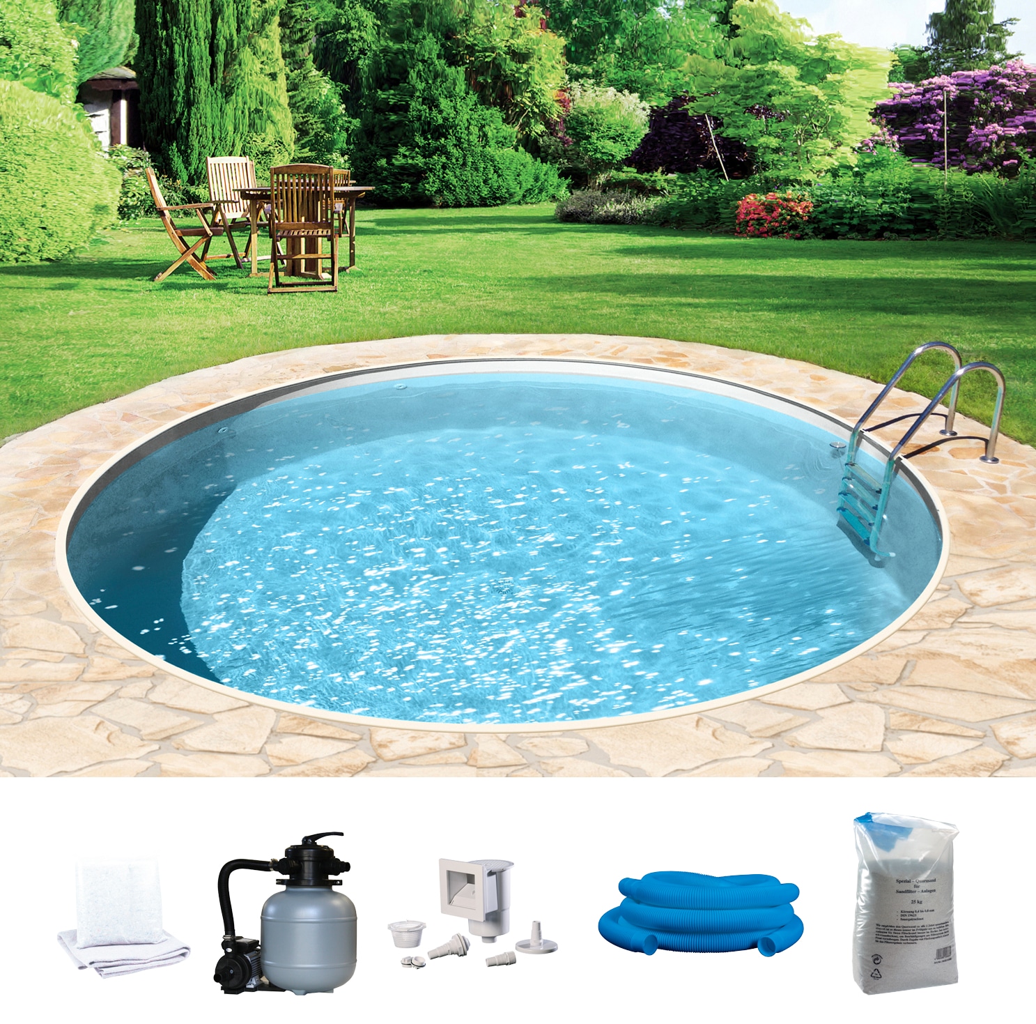 my POOL BWT Rundpool »mit sandfarbener Folie für den Karibik Look«, (Set, 6 tlg.), Höhe 150 cm, in versch. Größen verfügbar