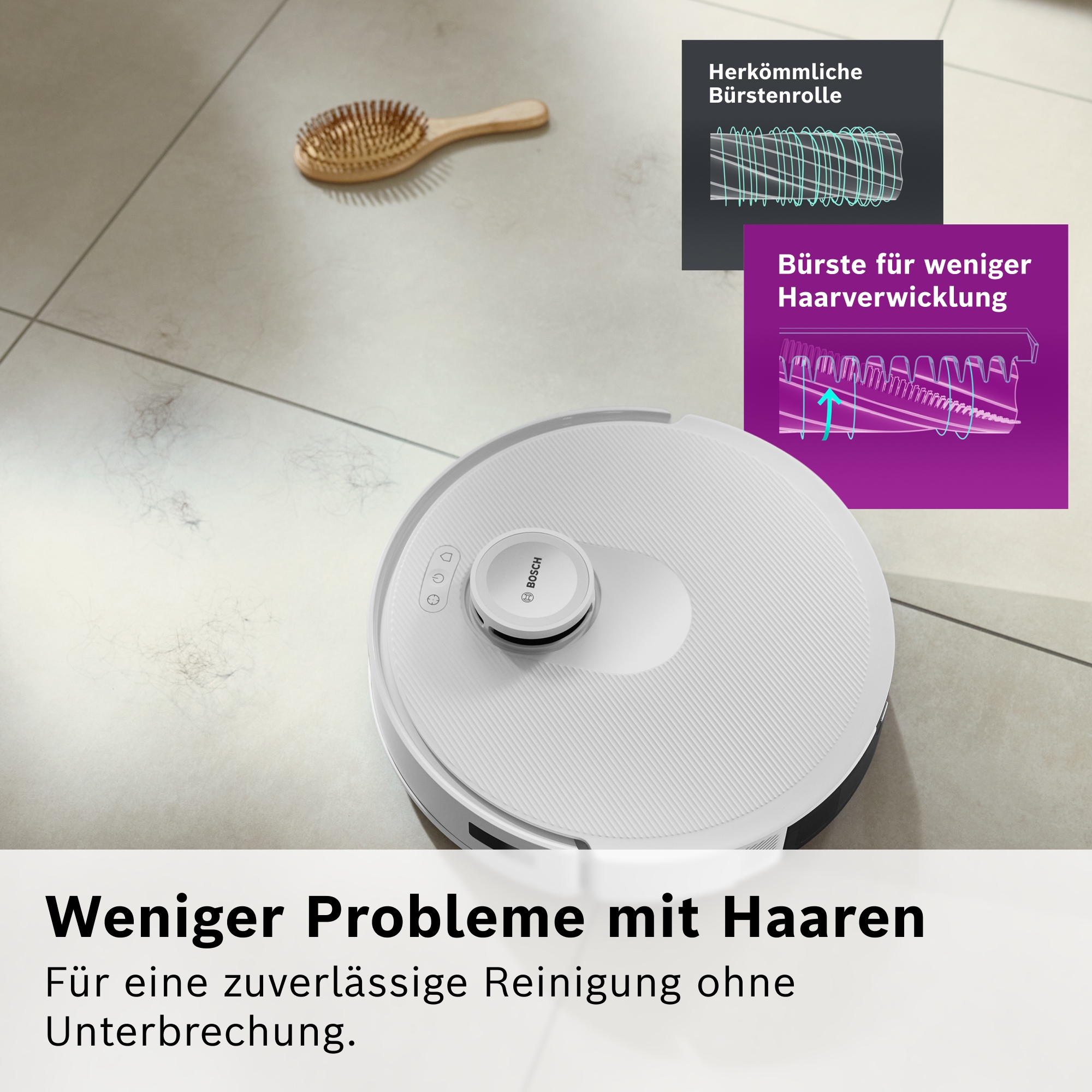 BOSCH Saugroboter »Spotless + BCRD1W, Saugroboter mit Wischfunktion, 11.000 Pa Saugkraft«, Trocken-Servicestation, Infrarot Navigation, Carbon Bürste