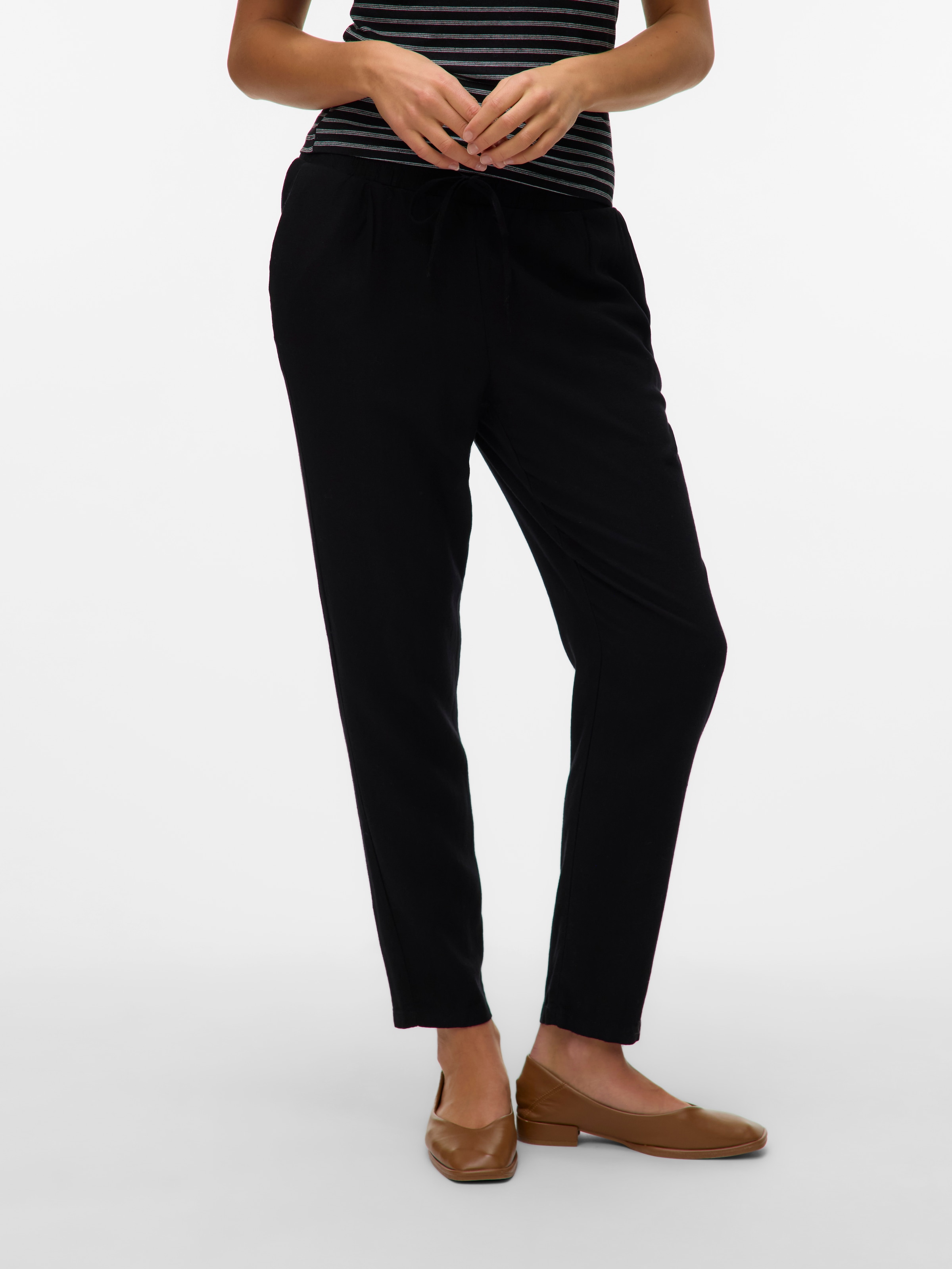Vero Moda Schlupfhose »VMJESMILO MW ANKLE PANTS WVN NOOS«  mit Leinen, elastisches Bündchen und Kordelzug