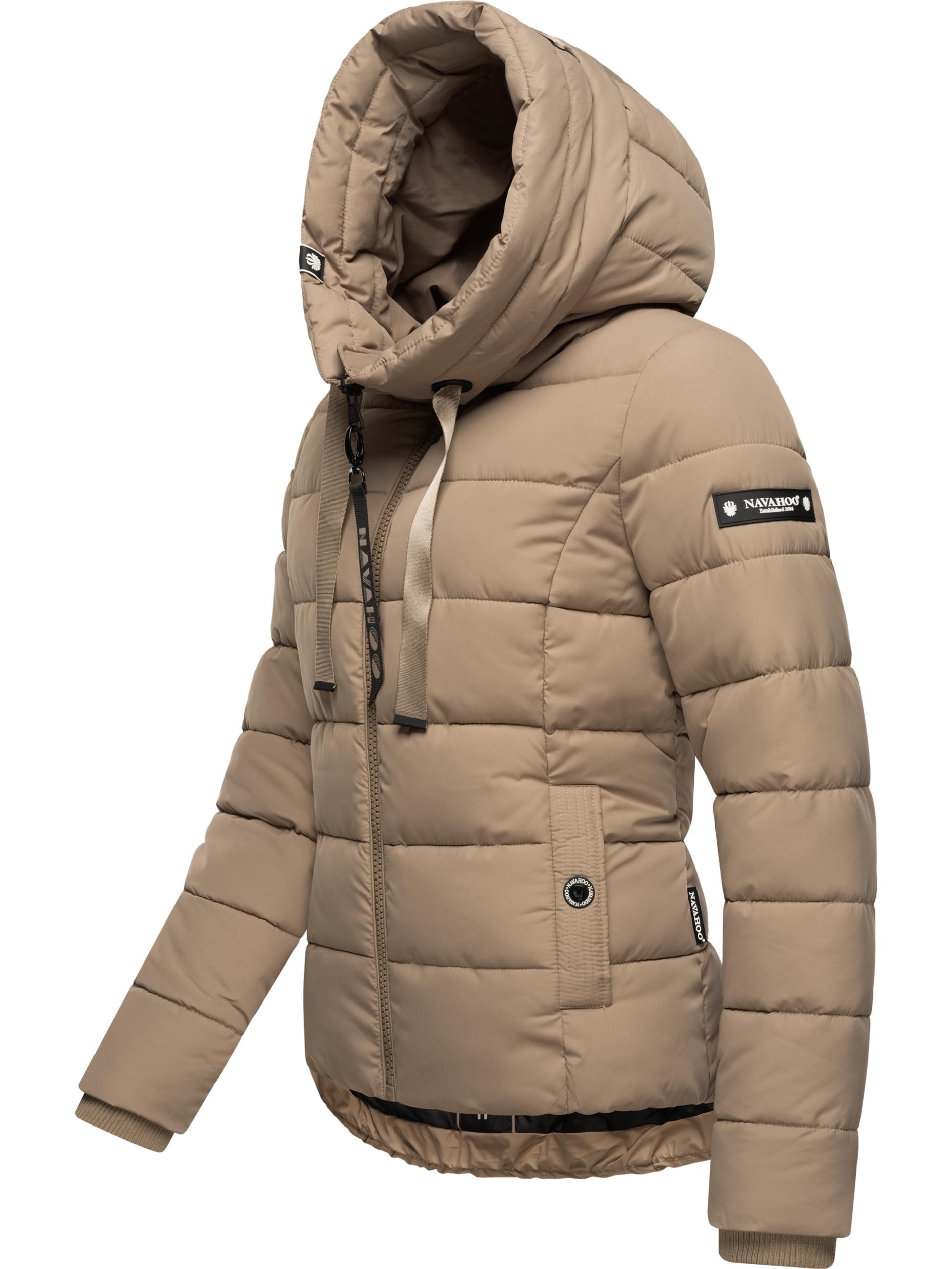 Navahoo Steppjacke »Steppjacke Amayaa« mit Kapuze stylische Damen Winterjacke mit coolen Applikationen