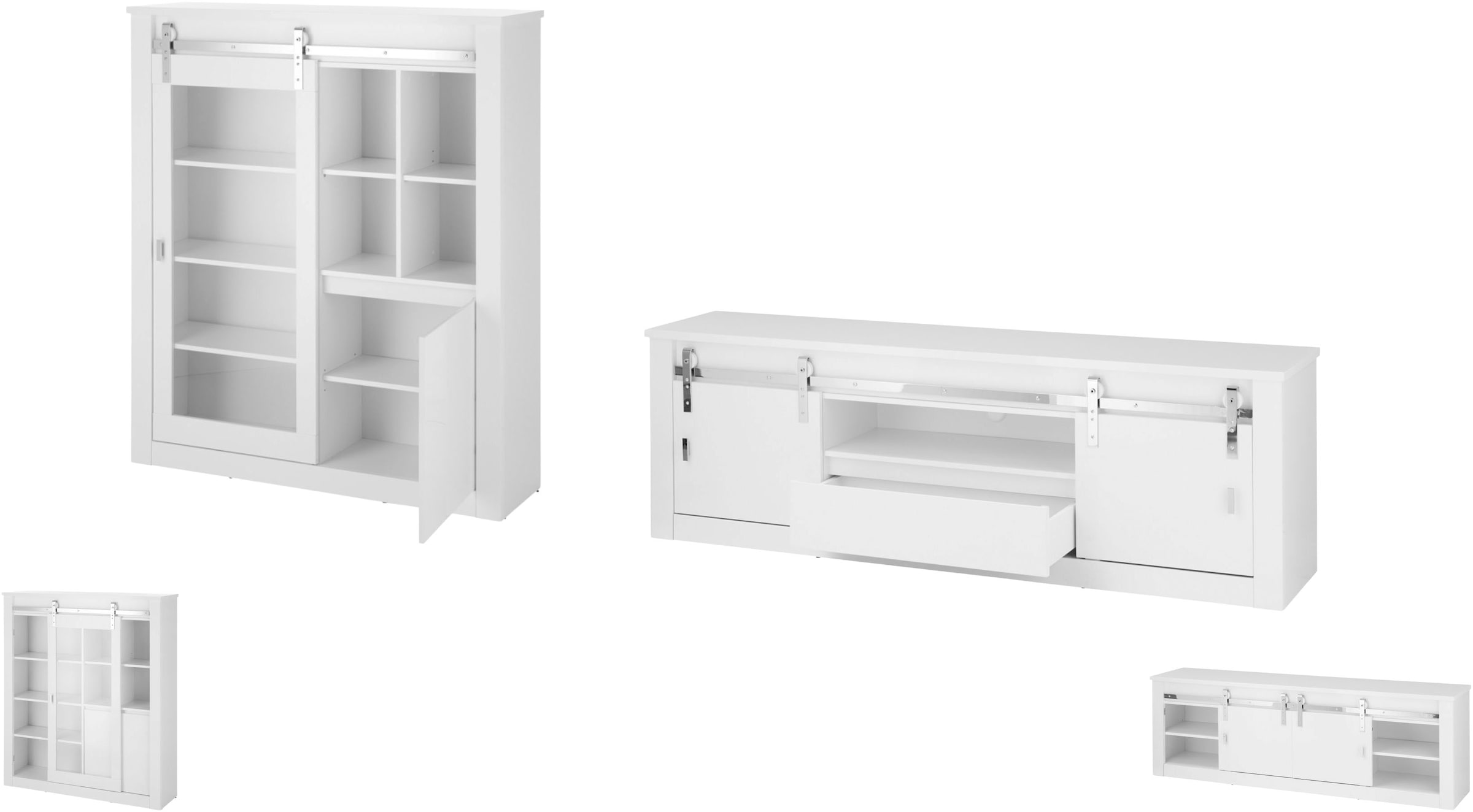 Home affaire Wohnwand »Daytona, moderne Anbauwand, Wohnzimmer-Set in Weiß Hochglanz« Set, 2 Stk. tlg.