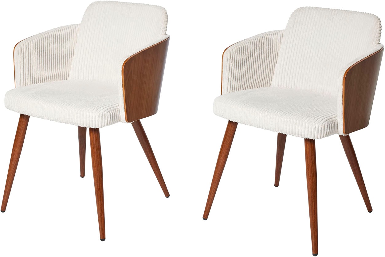 Jahnke Schalenstuhl »CHIC SIT DUO« (Set) 2 Stk.edles Design,Massivholz-Rückenteil,Armlehnen,Metallgestell in Holzlook