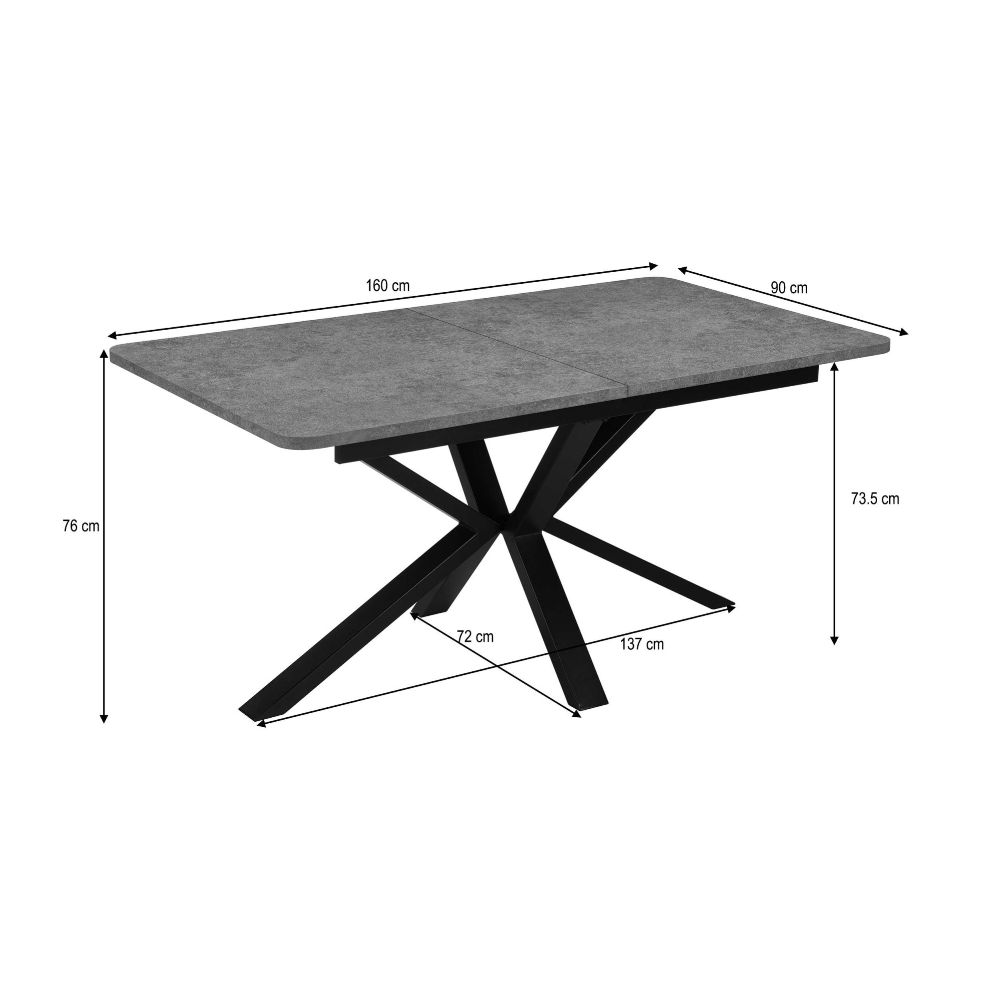 OTTO home Esstisch »Secchia« ausziehbar 160-200 cm, Synchronauszug, inkl Einlegeplatte, Breite 90cm