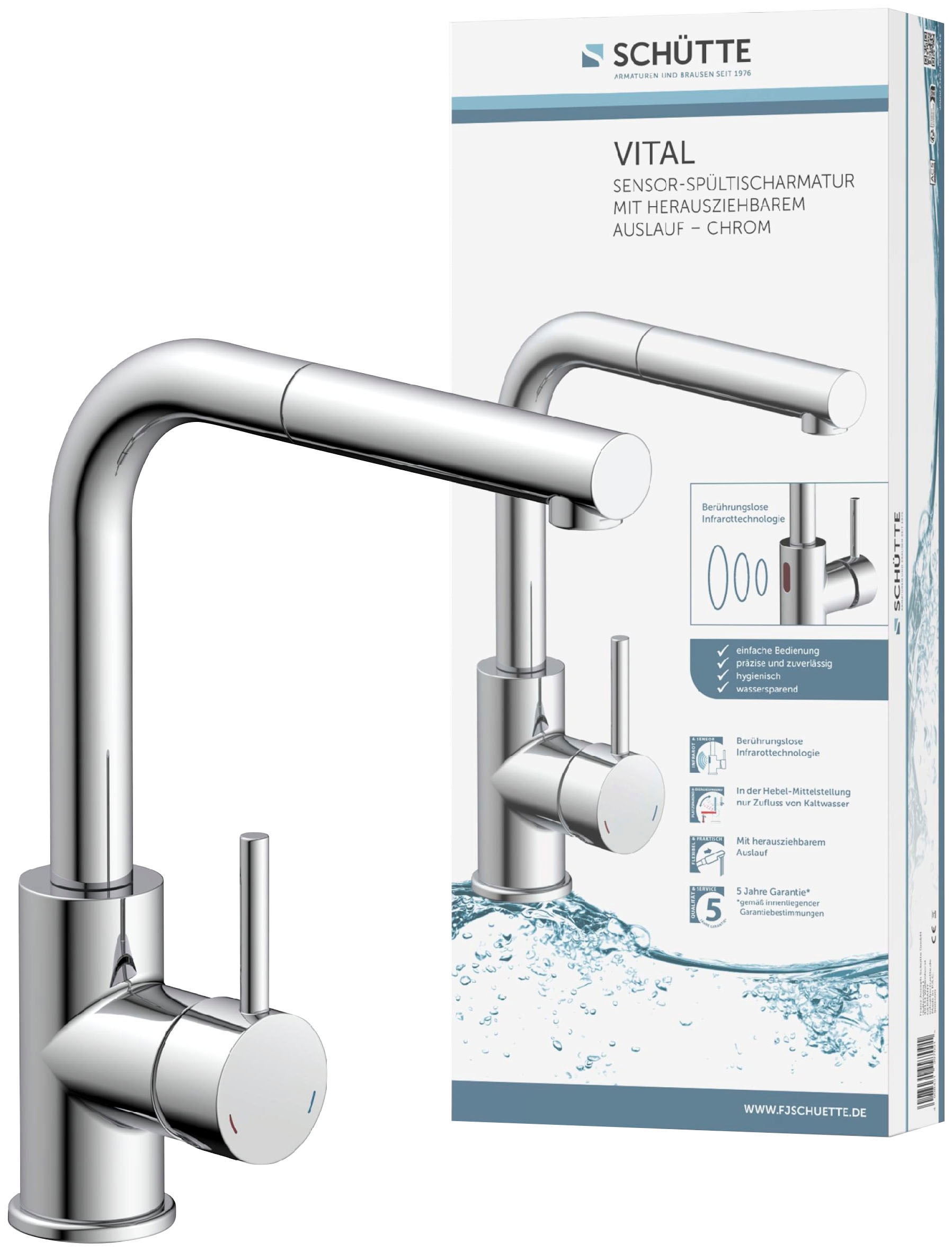 Schütte Spültischarmatur »VITAL« 1 Stk. tlg. Infrarottechnologie/Cold-Start-Fkt./360° schwenkbar /Eco-Click-Fkt.