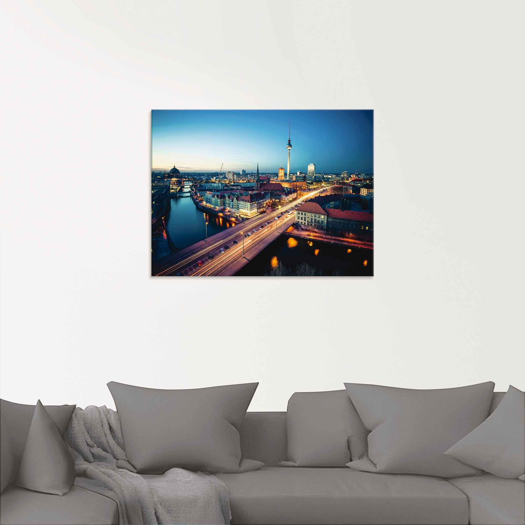Artland Glasbild »Berlin Cityscape am Abend«, Deutschland, (1 St.), in verschiedenen Größen