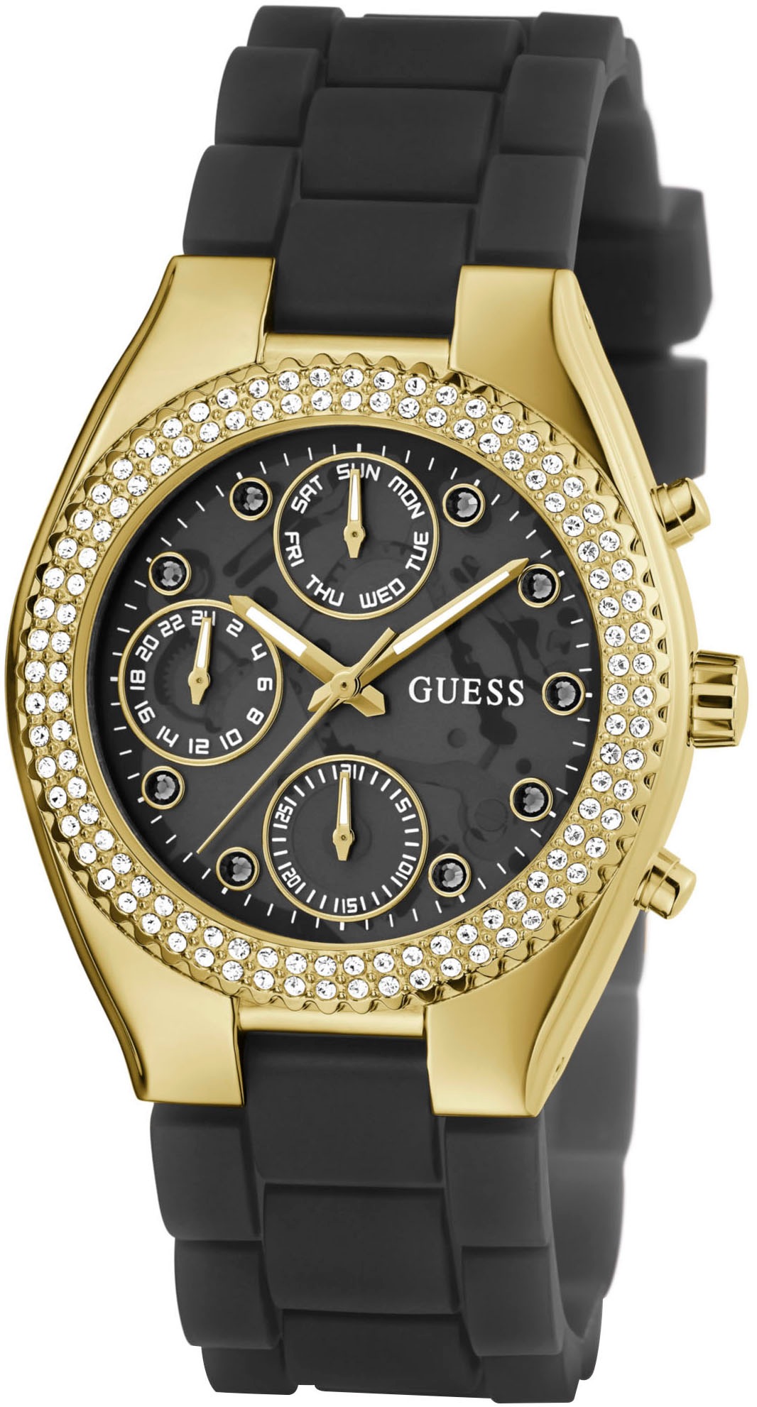 Guess Multifunktionsuhr »JELLY«, Quarzuhr, Armbanduhr, Damenuhr, Datum, 12/24-Std.-Anzeige