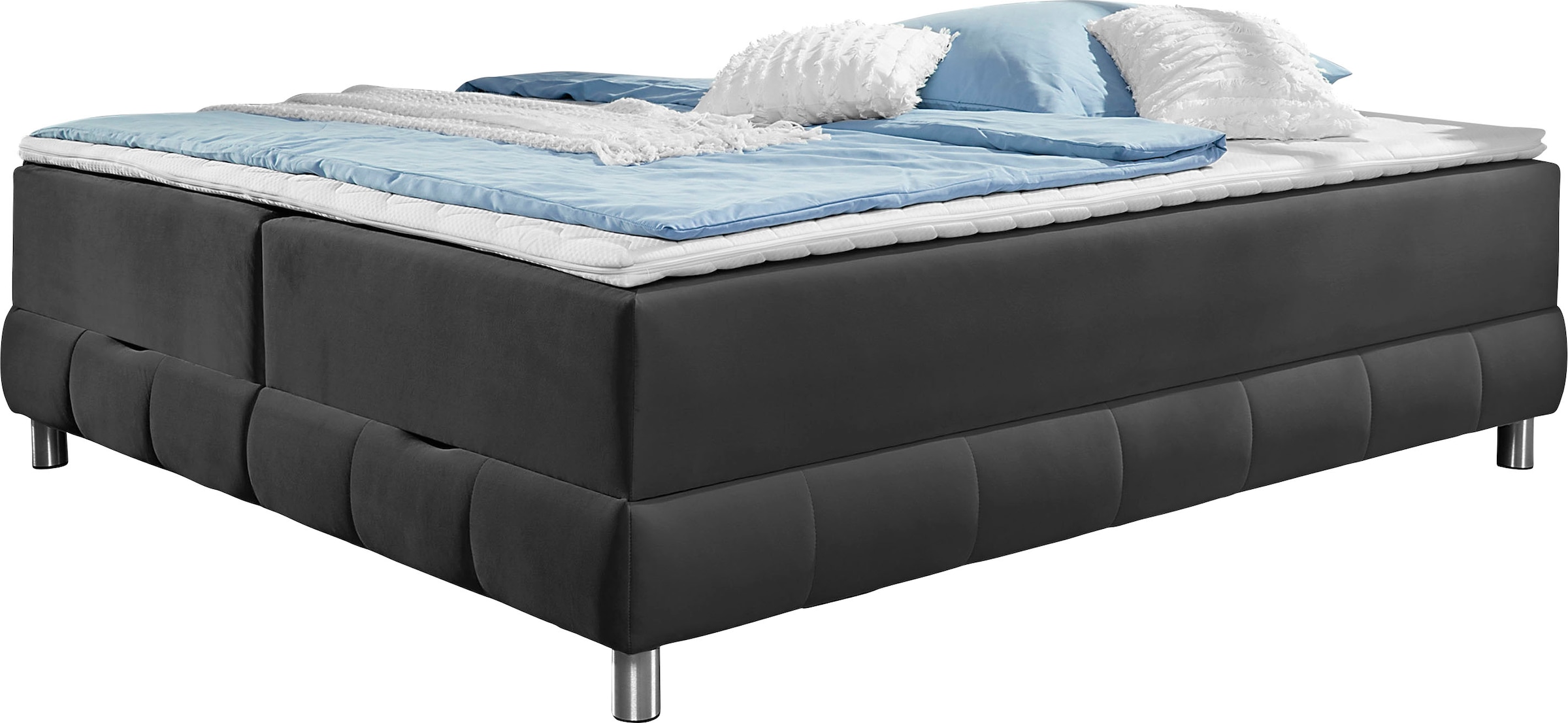 INOSIGN Boxspringbett »Vaasa«, für Dachschrägen geeignet, inkl. Bettkasten und Topper