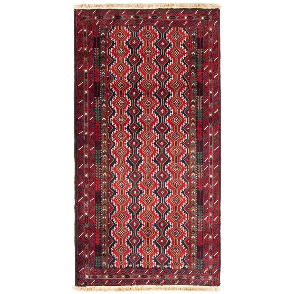 morgenland Hochflor-Läufer »Belutsch Durchgemustert Rosso 206 x 106 cm«, rechteckig