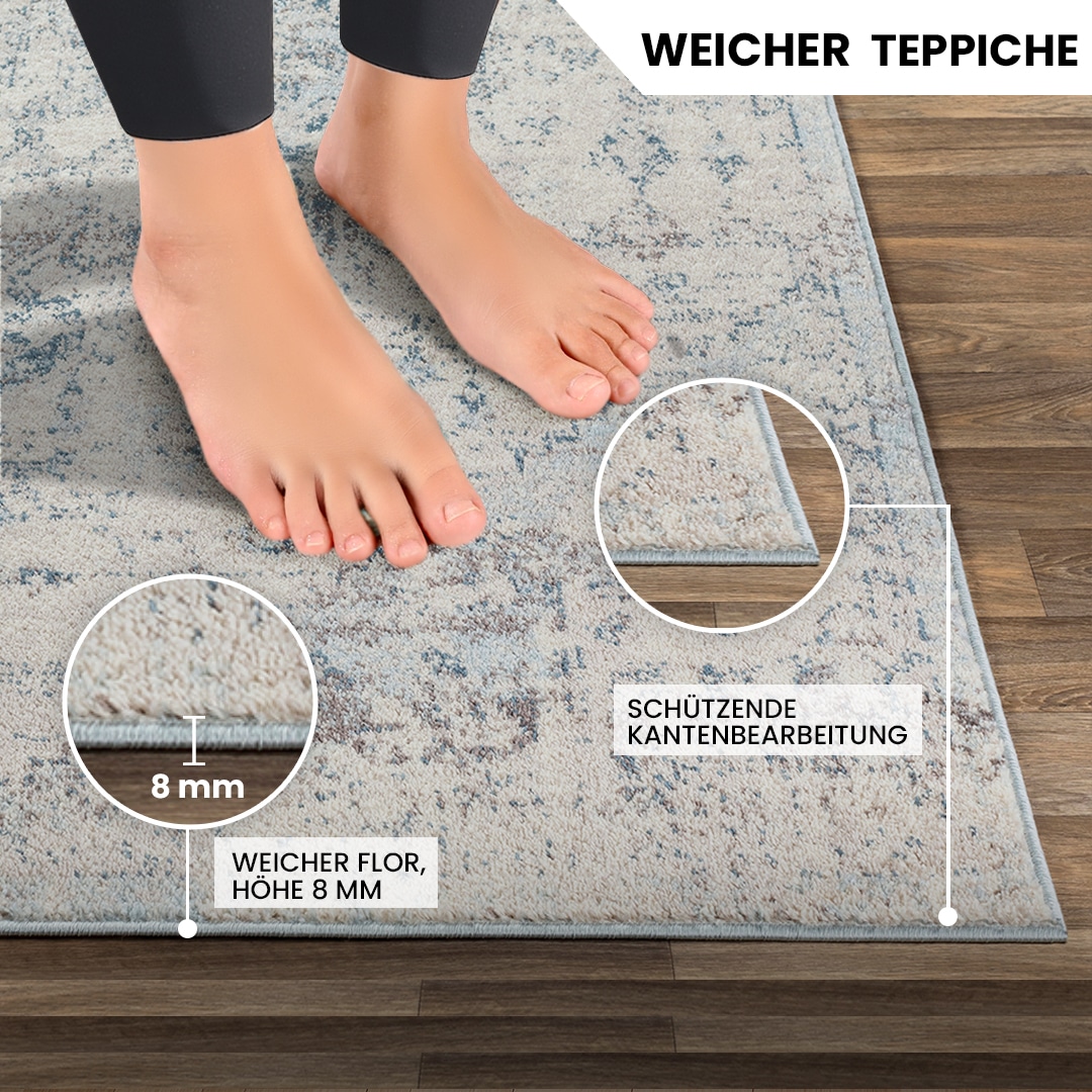 Livabliss Teppich »TAMPA« rechteckig 13 mm Höhe Vintage Orientteppich, Traditional Kurzflor Boho Wohnzimmerteppich