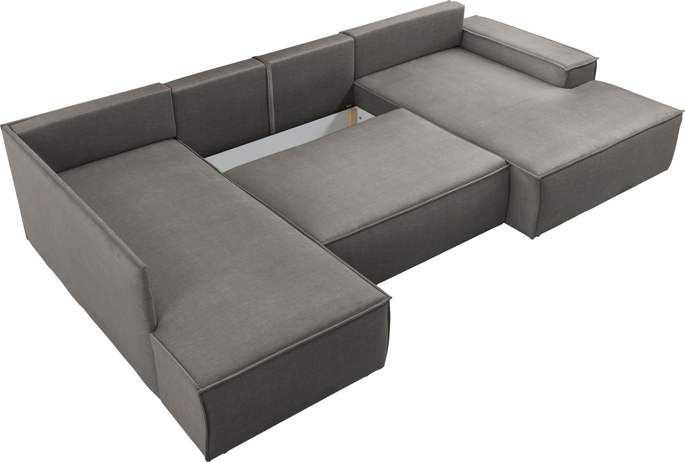 Home affaire Wohnlandschaft »SHERWOOD 329 cm, U-Form, Schlafsofa,«, Schlaffunktion m. Bettkasten (194x139 cm), Cord, Vintage, Samtvelours