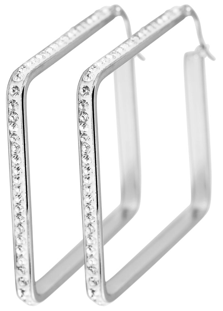 Adelia´s Paar Creolen »Damen Ohrringe ¿ Creole aus Edelstahl mit Strass Steinchen«