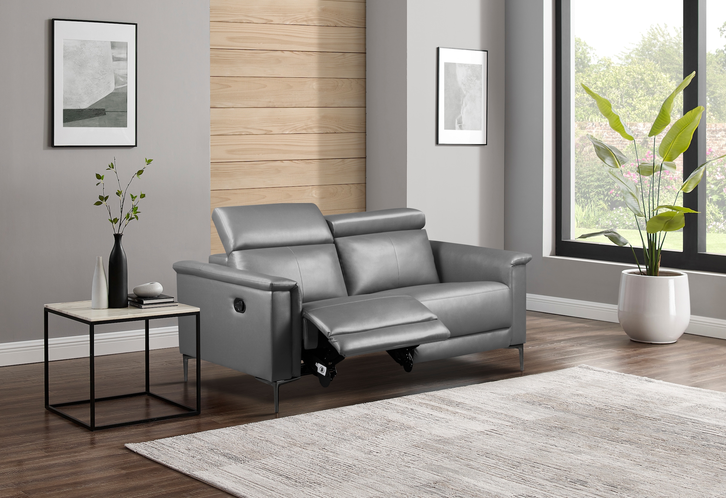 OTTO home 2-Sitzer »LUND,Naturleder, 160 cm, mit Relaxfunktion und Kopfteilverstellung« manuell od. elektrisch (m.USB-C), Federkern
