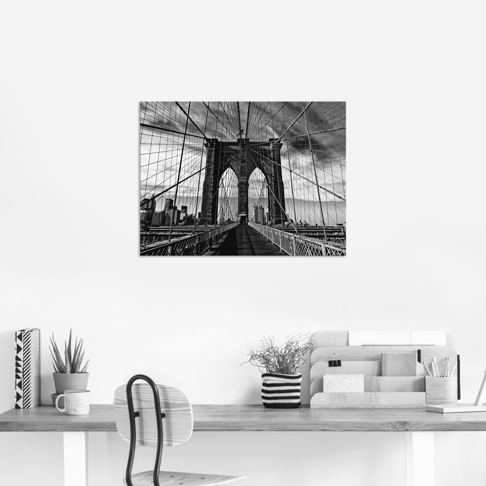 Artland Wandbild »Brooklyn Bridge - schwarz/weiss«, Brücken, (1 St.), als Alubild, Outdoorbild, Leinwandbild, Poster in verschied. Größen