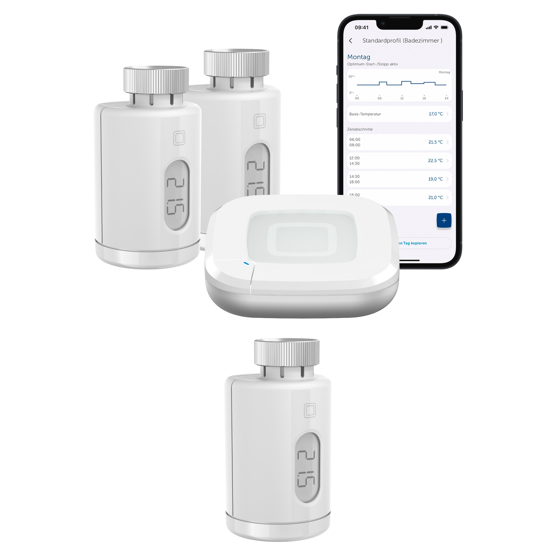 Homematic IP, Heizkörperthermostat »Starter Set Heizen pure für 3 Heizkörper«, Weiß, Kunststoff, Montage ohne Eingriff in die Heizungsanlage
