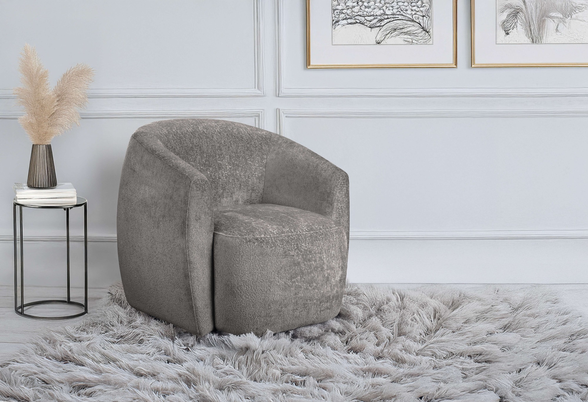 andas Drehsessel »Vallsta«, Breite 85 cm, Chenille oder Boucle Stoff, Drehfunktion verfügbar