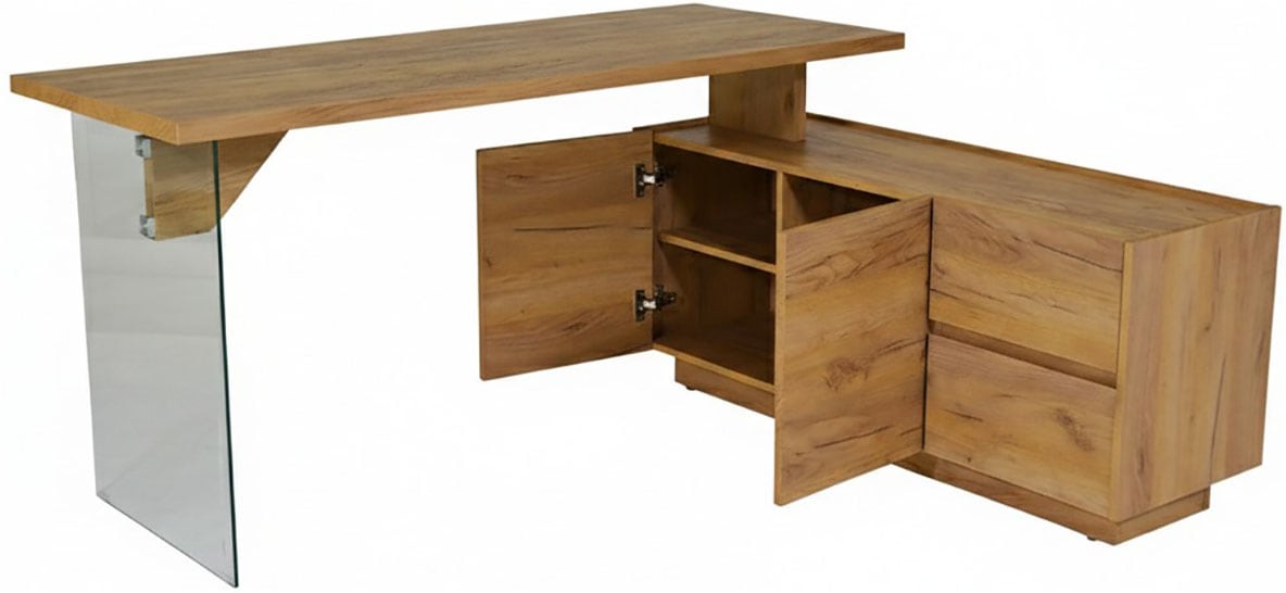 Jahnke Eckschreibtisch »LUX C 160 E« Eckschreibtisch, wechselseitig montierbar, Glas, 2 Fächer+2Schubladen