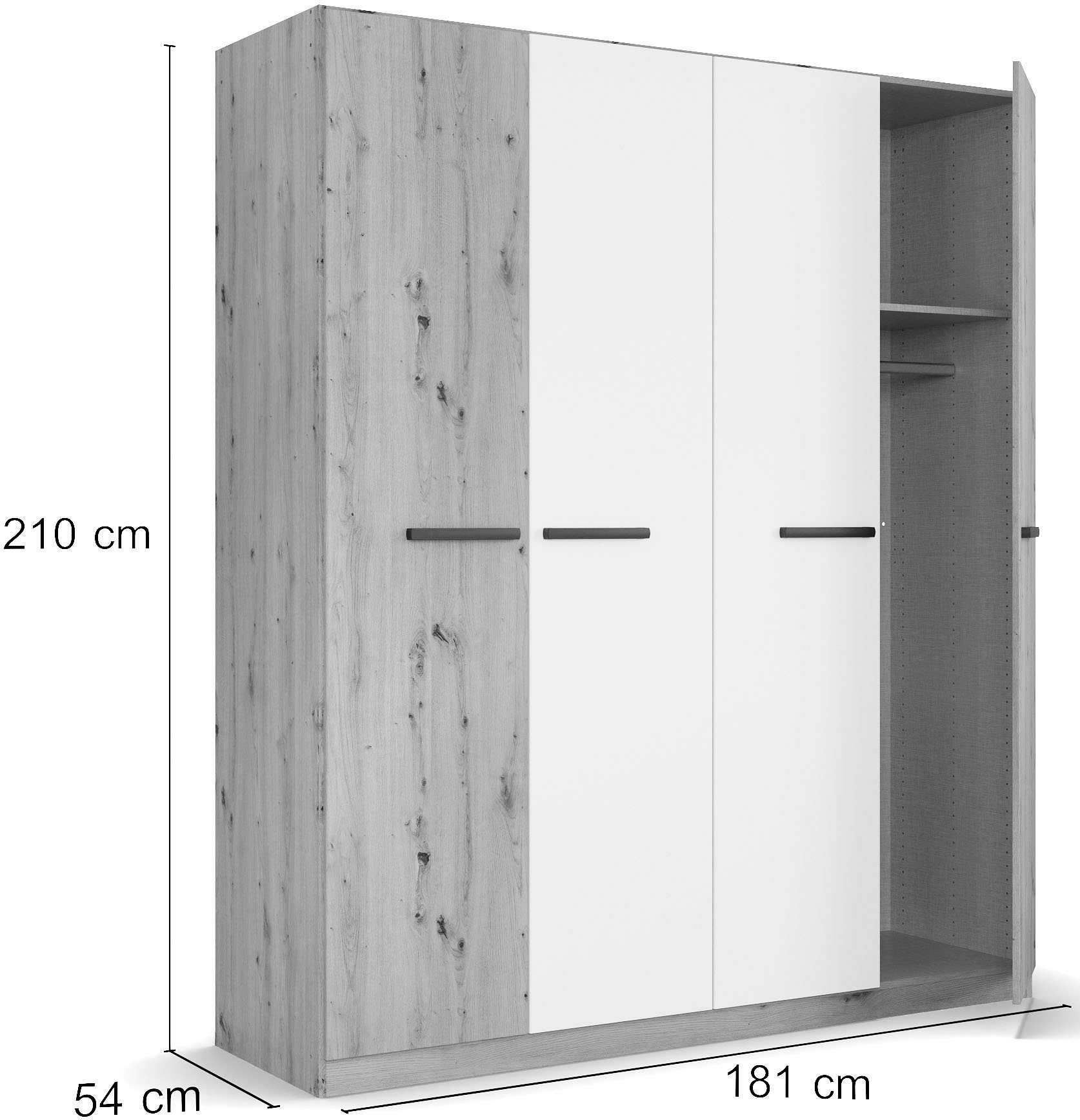 rauch Drehtürenschrank »Kleiderschrank Schrank Garderobe Garderobenschrank Stauraumwunder MODI«, optional mit Spiegel MADE IN GERMANY