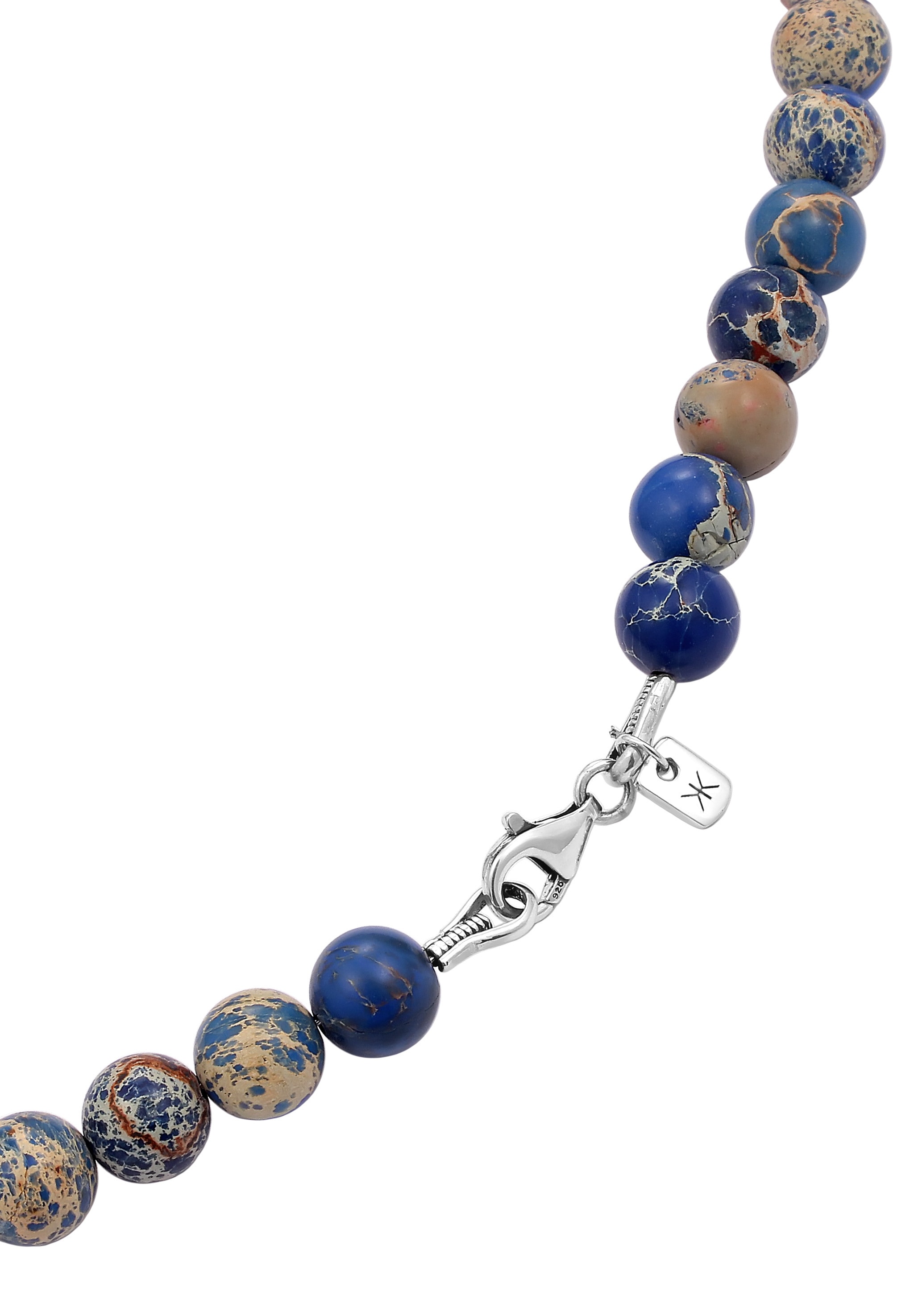Kuzzoi Silberkette »Halskette Steinkette Totenkopf Achat Blau 925 Sterling Silber«