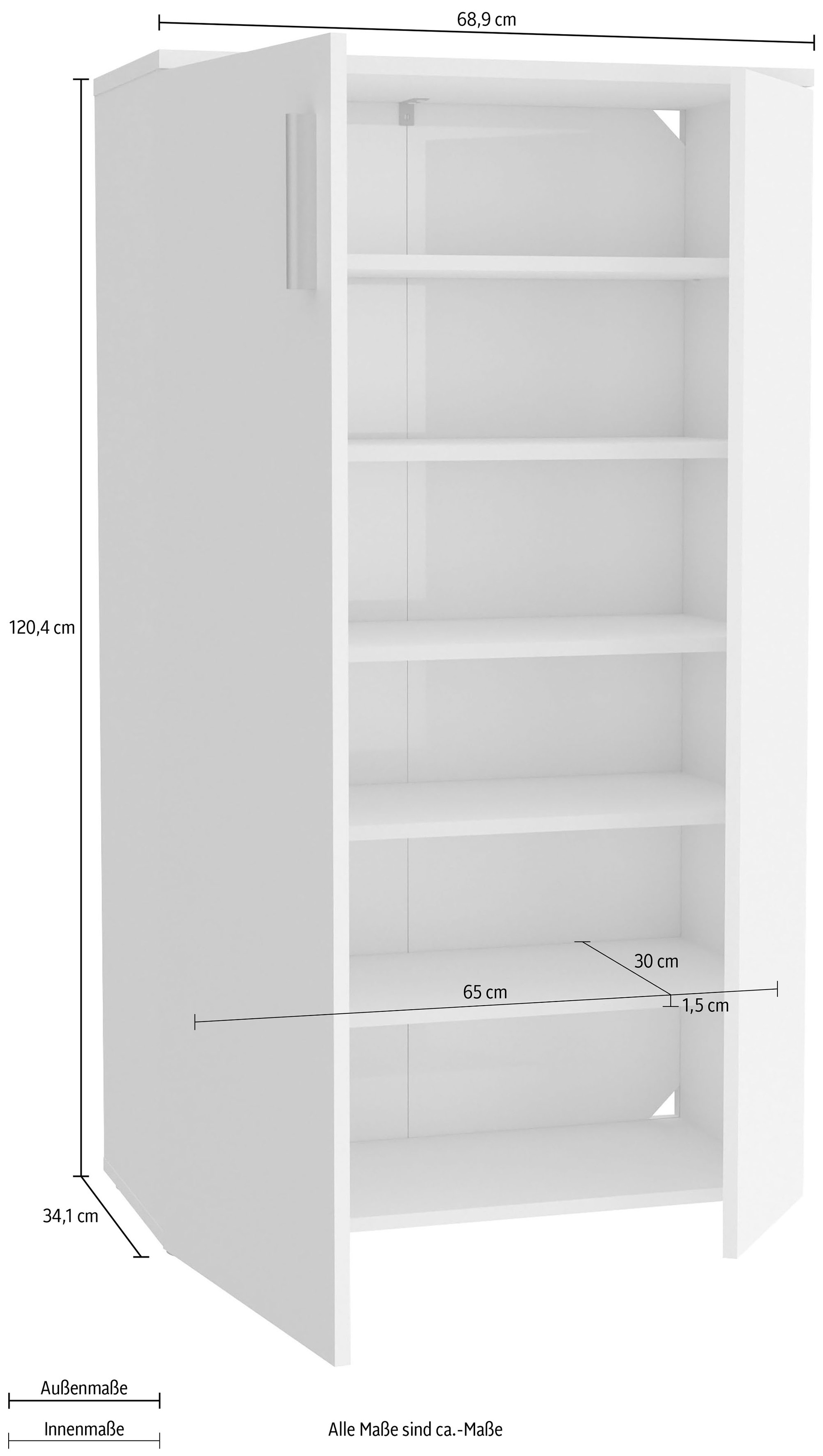 FORTE Schuhschrank »Boots«, (B/T/H 69/34/120 cm), Schuhkommode ca. 18 Paar Schuhe, Breite ca.69cm