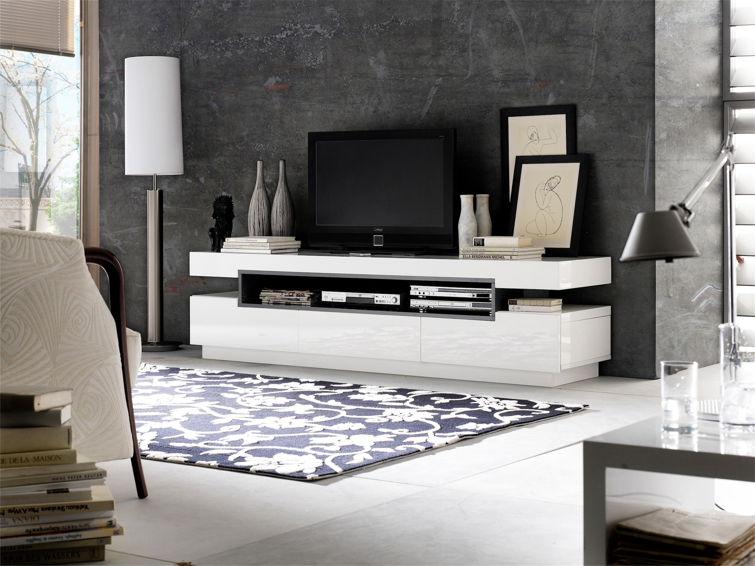 MCA furniture Lowboard »Laura«, weiß Hochglanz mit 3 Schubladen