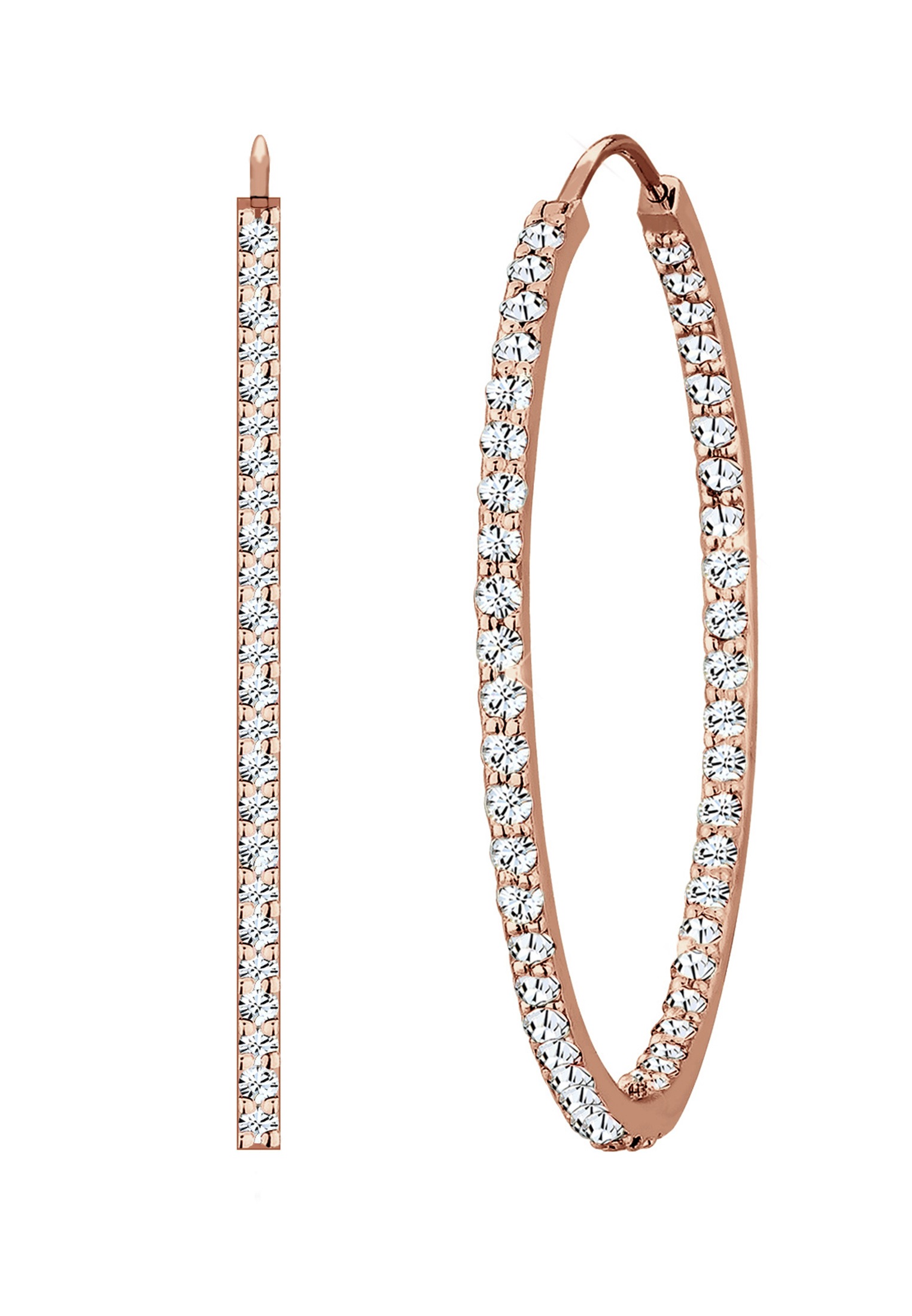 Elli Premium Paar Creolen »Ohrringe Creolen Glas Kristalle Weiß 925 Sterling Silber«